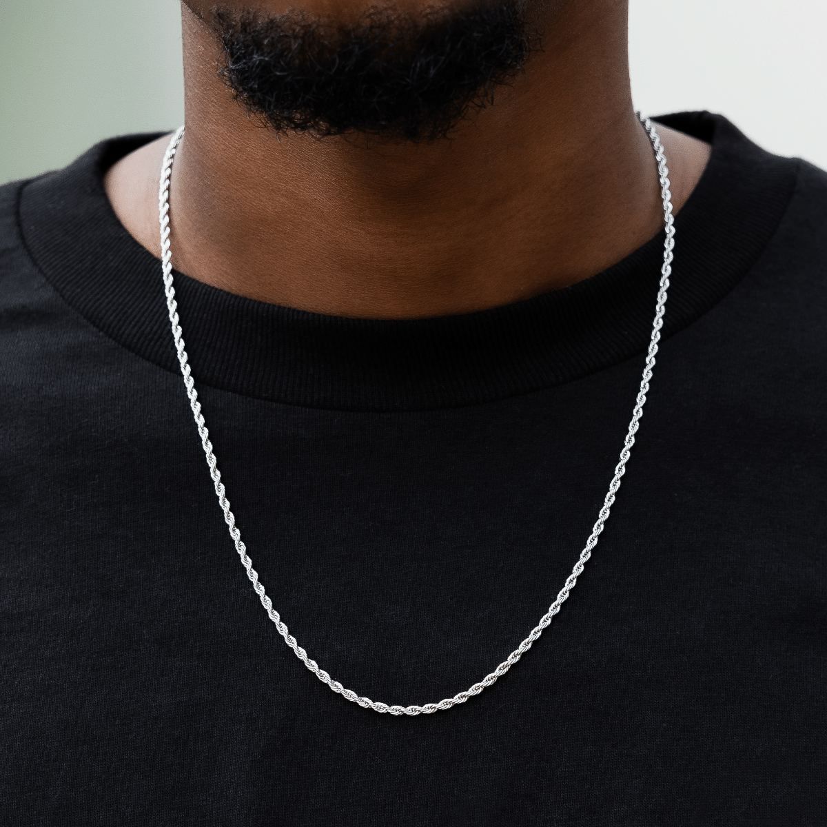 GLD Men Rope Chain in White Gold - 2 mm