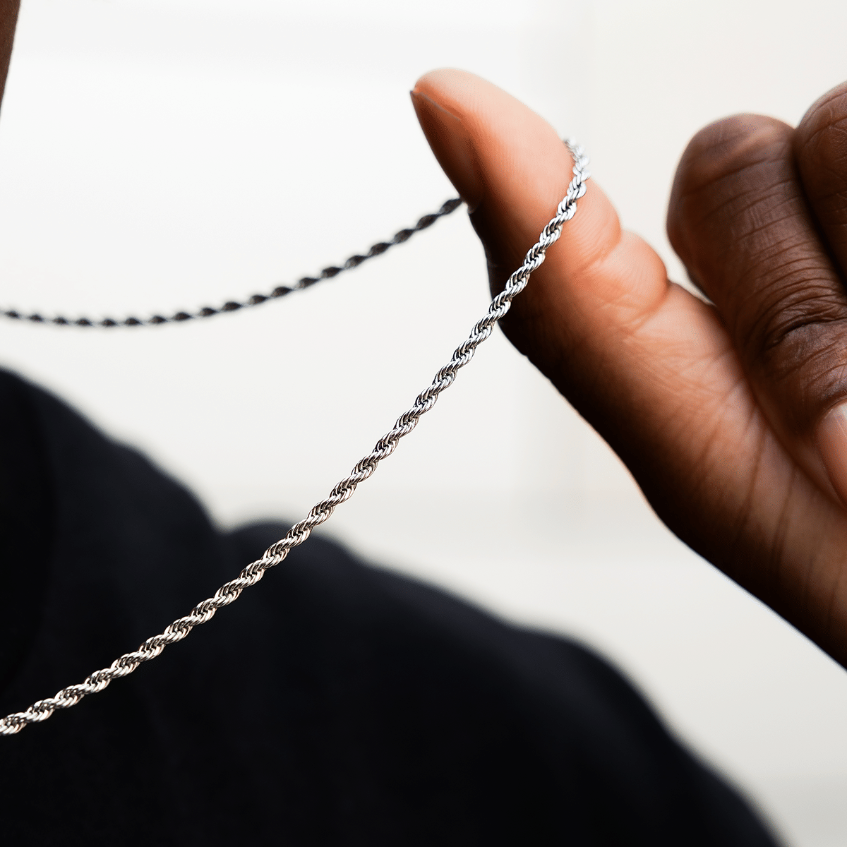 GLD Men Rope Chain in White Gold - 2 mm