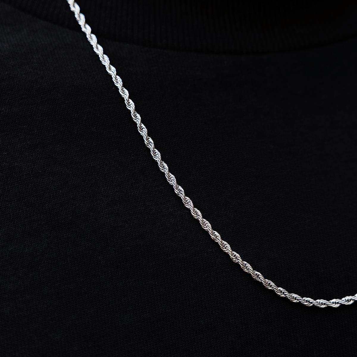 GLD Men Rope Chain in White Gold - 2 mm