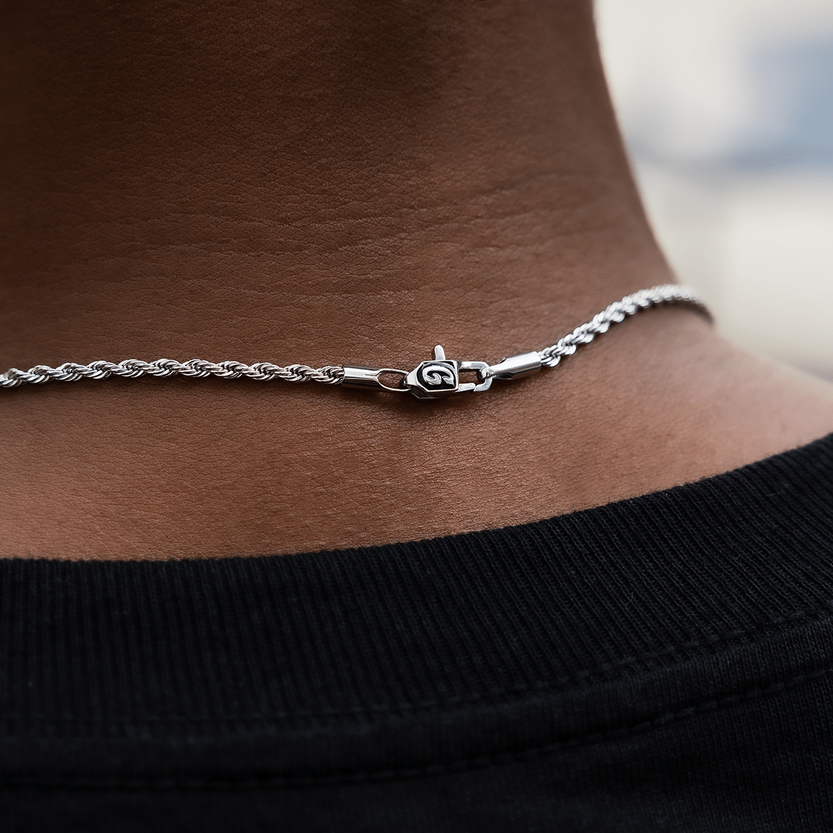 GLD Men Rope Chain in White Gold - 2 mm