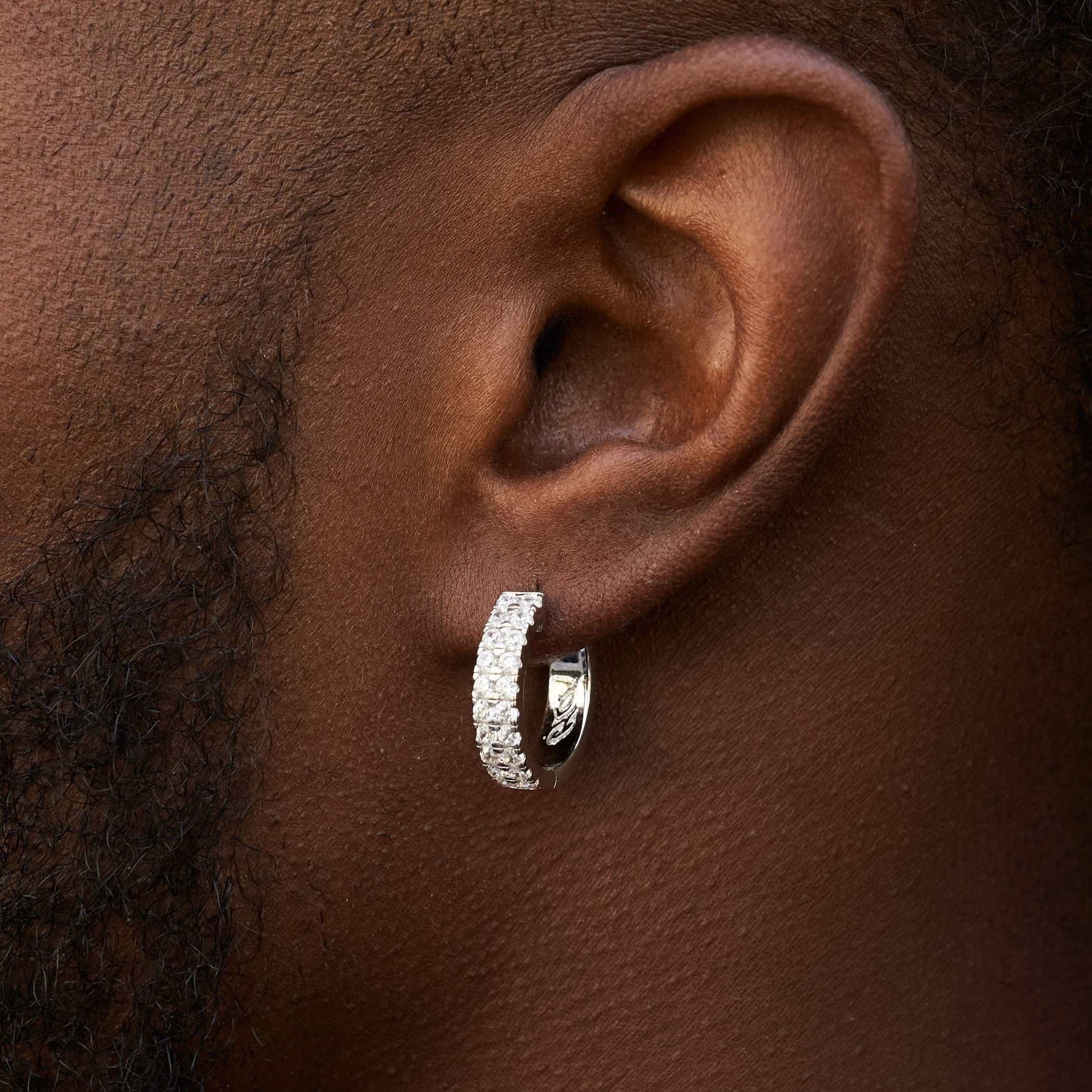 GLD PROMO Double Row Hoop Earrings in White Gold