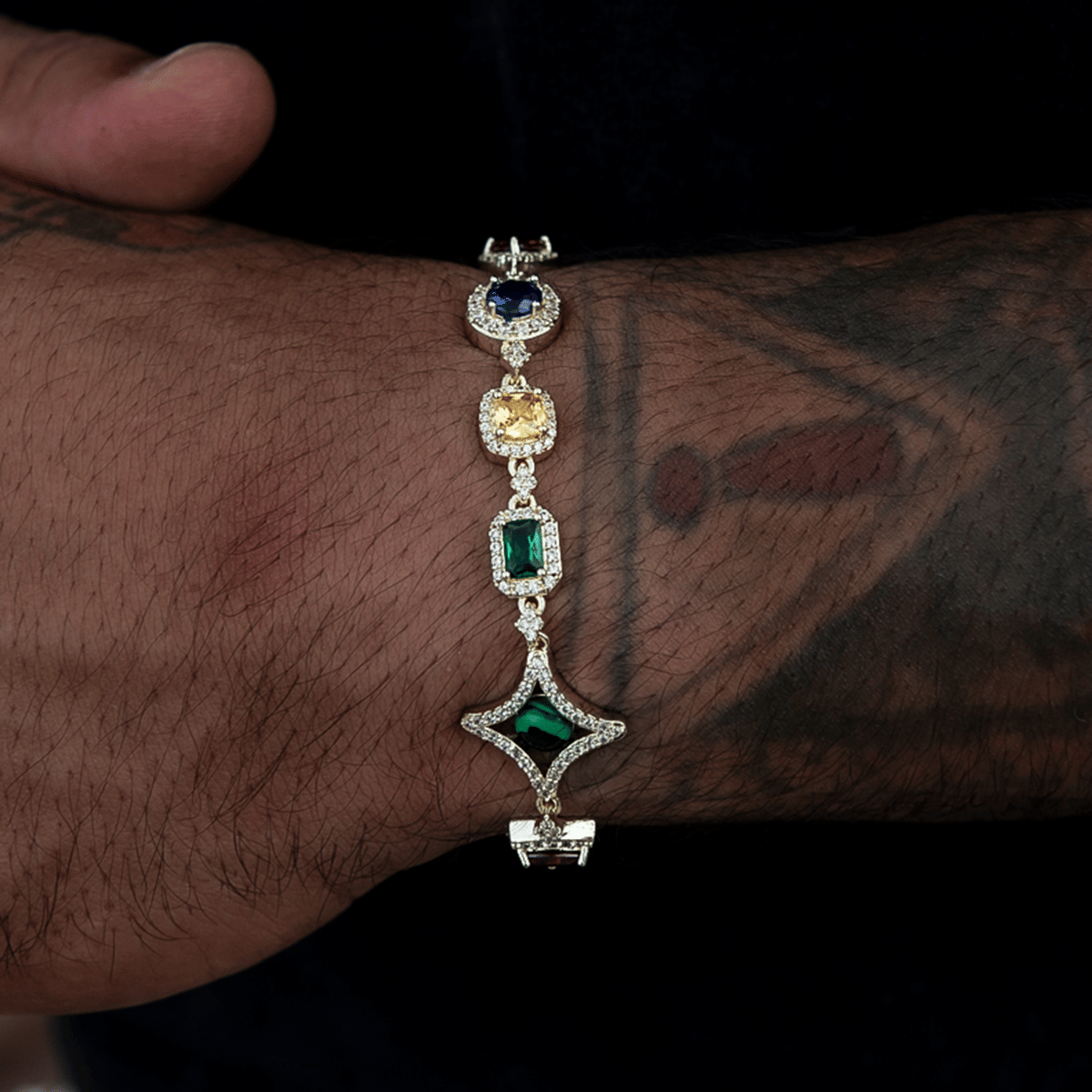 GLD PROMO Colored Gemstone Chain Bracelet