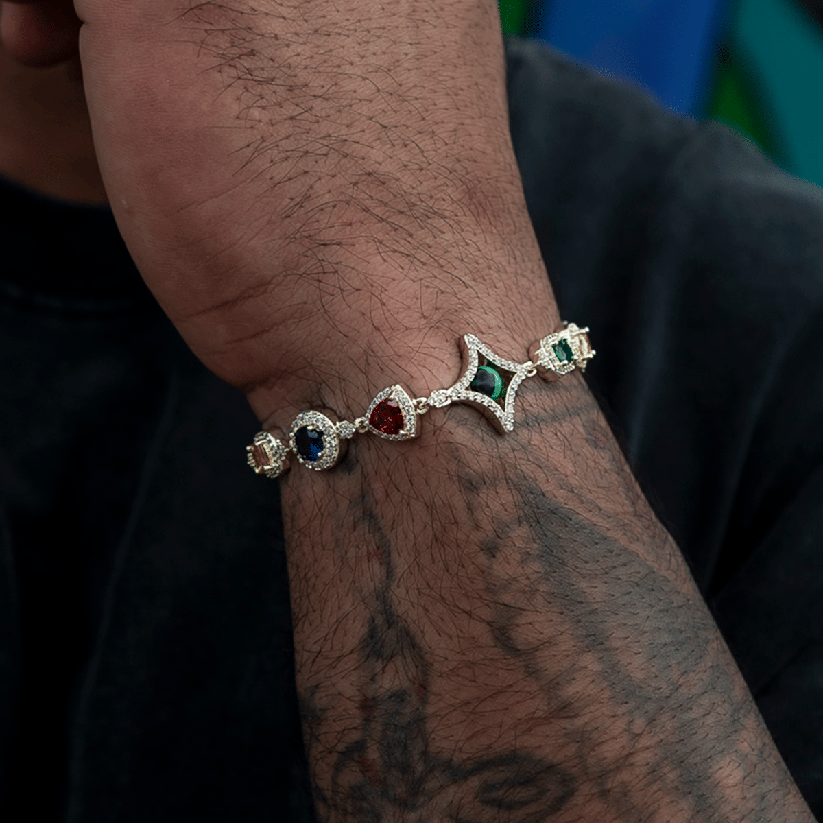 GLD PROMO Colored Gemstone Chain Bracelet