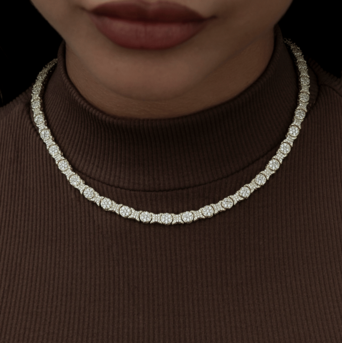 GLD PROMO - WOMEN Round Pave Star Link Necklace - 6 mm