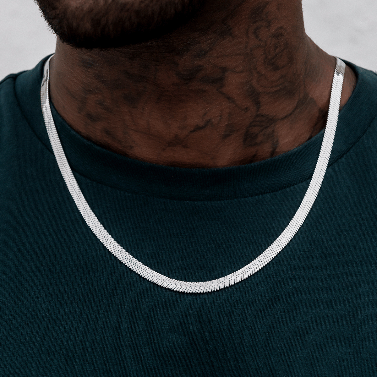 GLD PROMO Herringbone Chain in White Gold - 6 mm