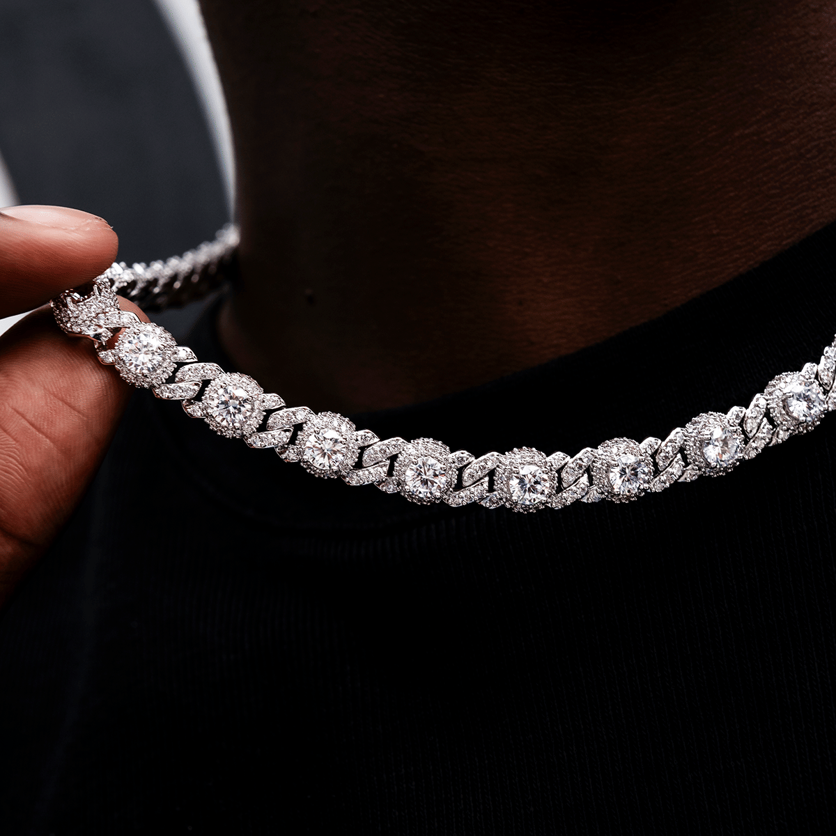 GLD PROMO Iced Diamond Station Cuban Chain