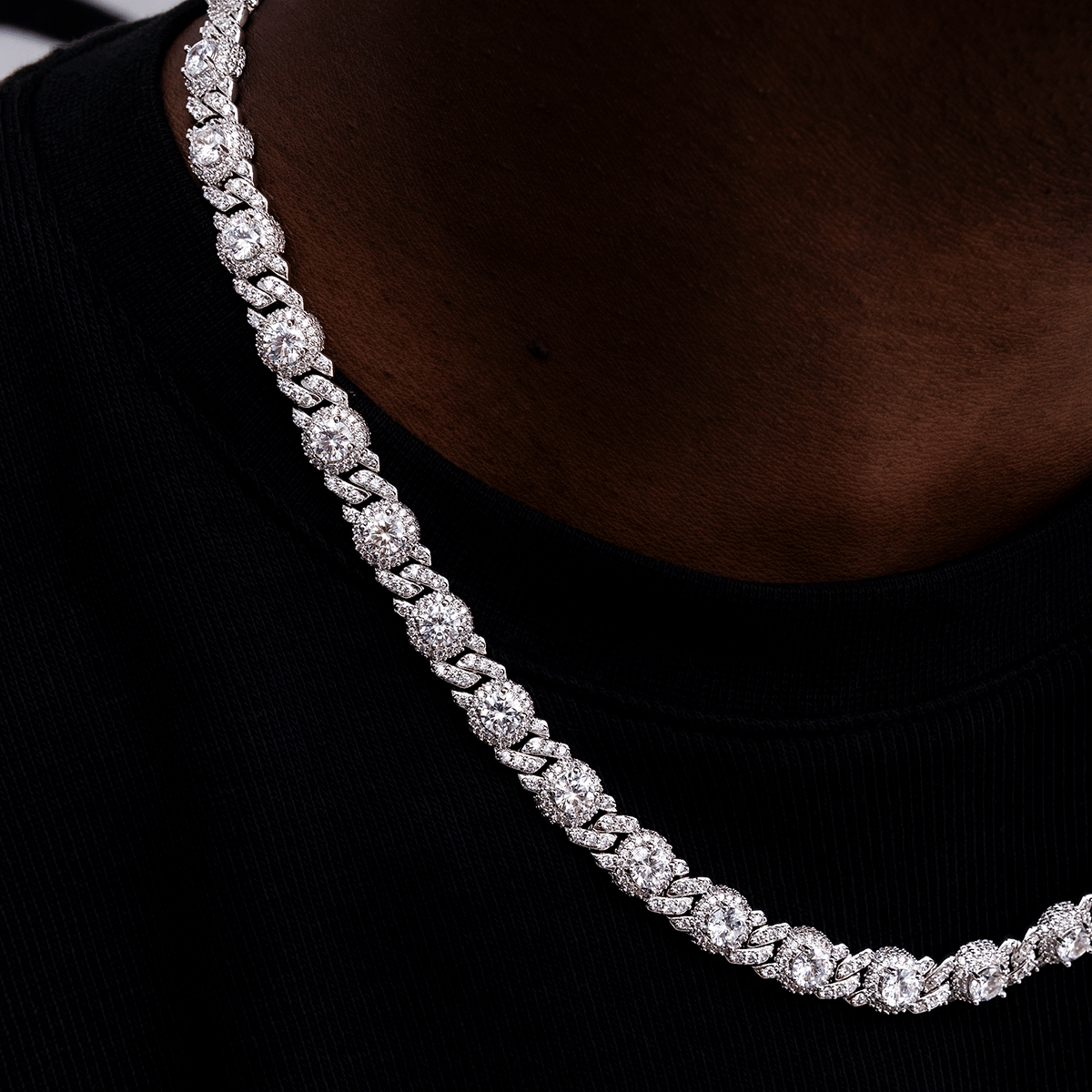 GLD PROMO Iced Diamond Station Cuban Chain