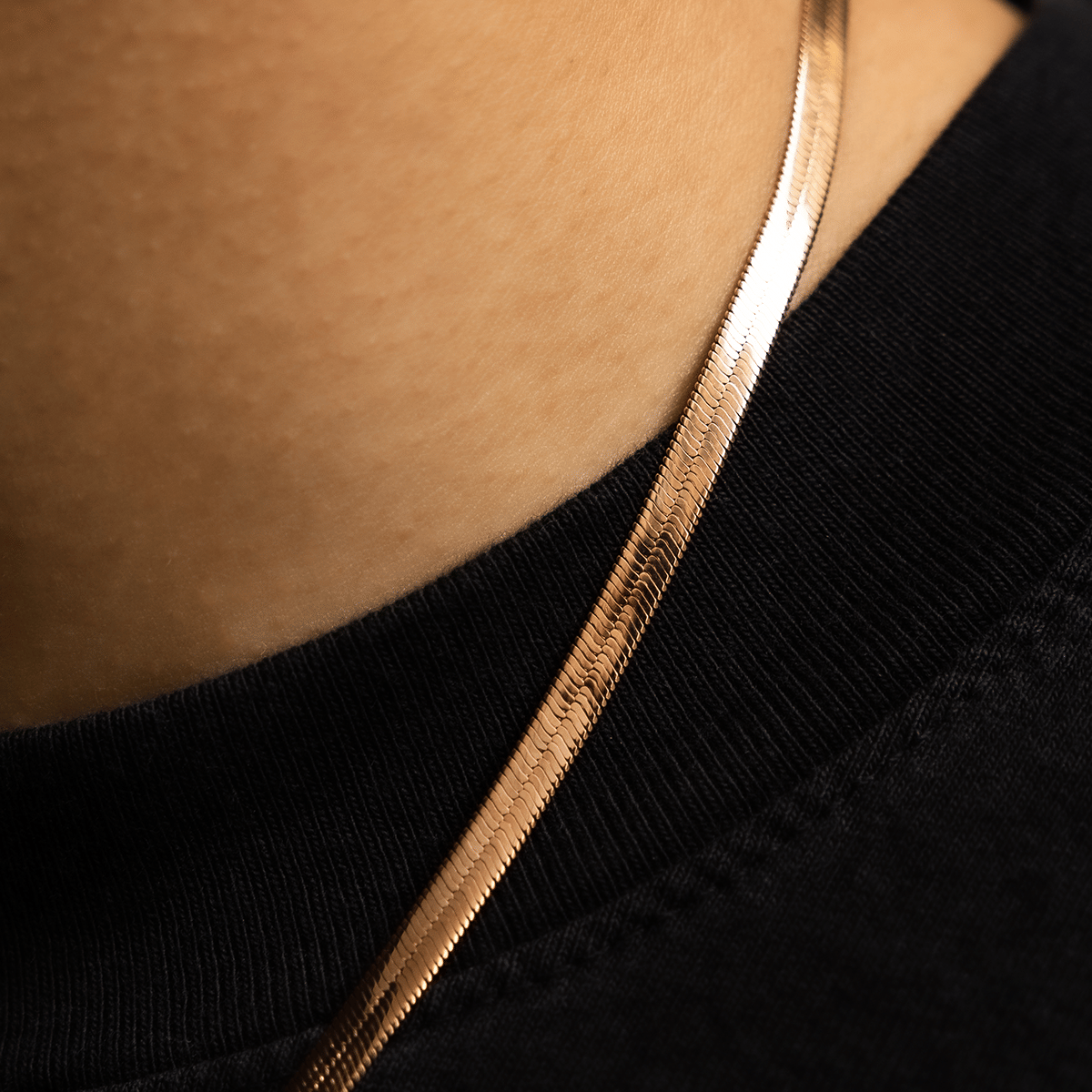 GLD PROMO Herringbone Chain in Rose Gold - 4 mm