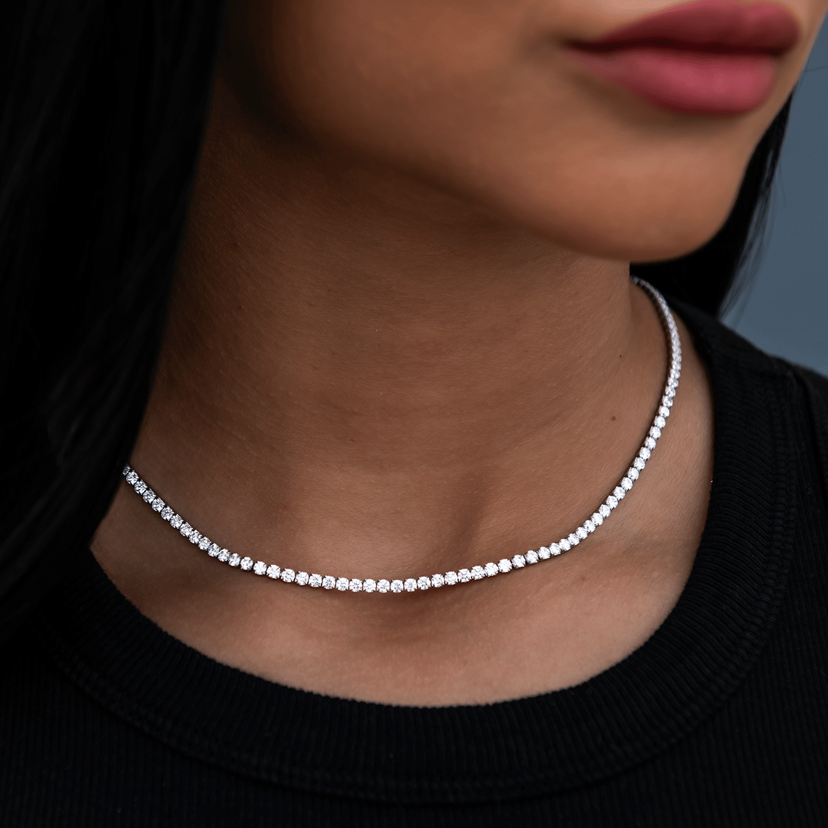 GLD PROMO SETS - WOMEN Micro Tennis Necklace in White Gold