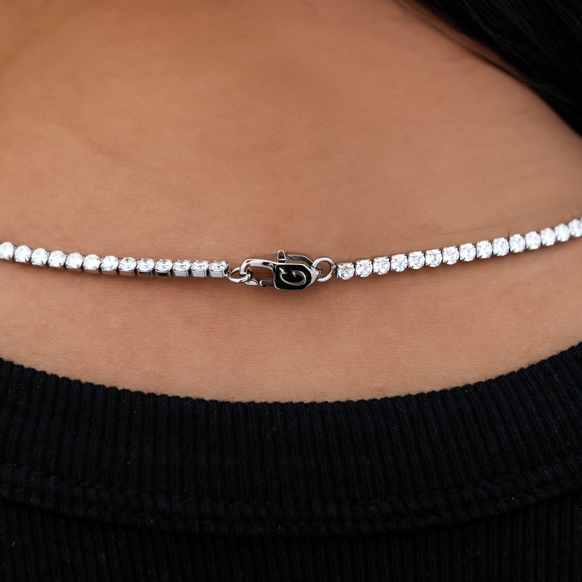 GLD PROMO SETS - WOMEN Micro Tennis Necklace in White Gold