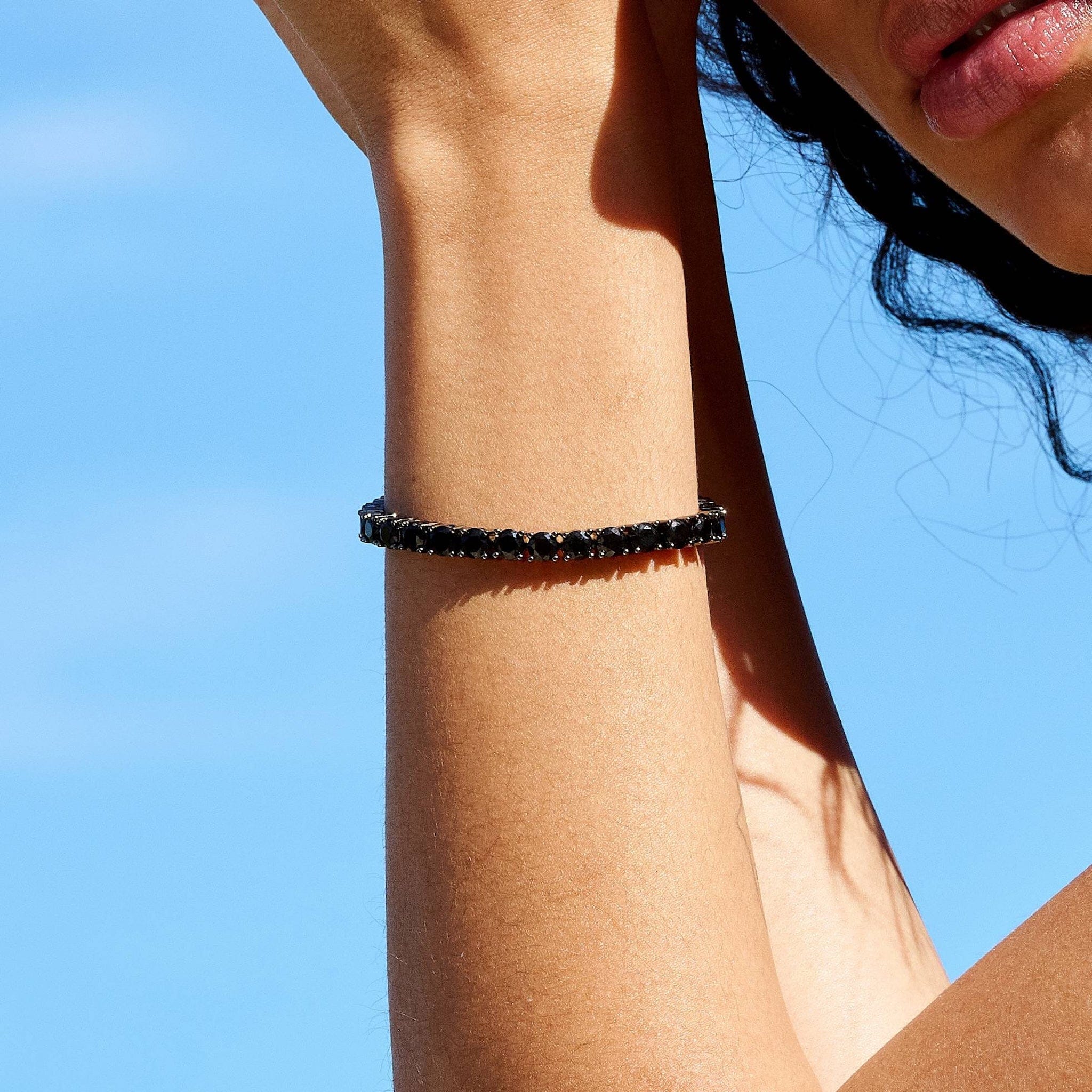 GLD Women Black Diamond Tennis Chain Bracelet in Black - 5 mm