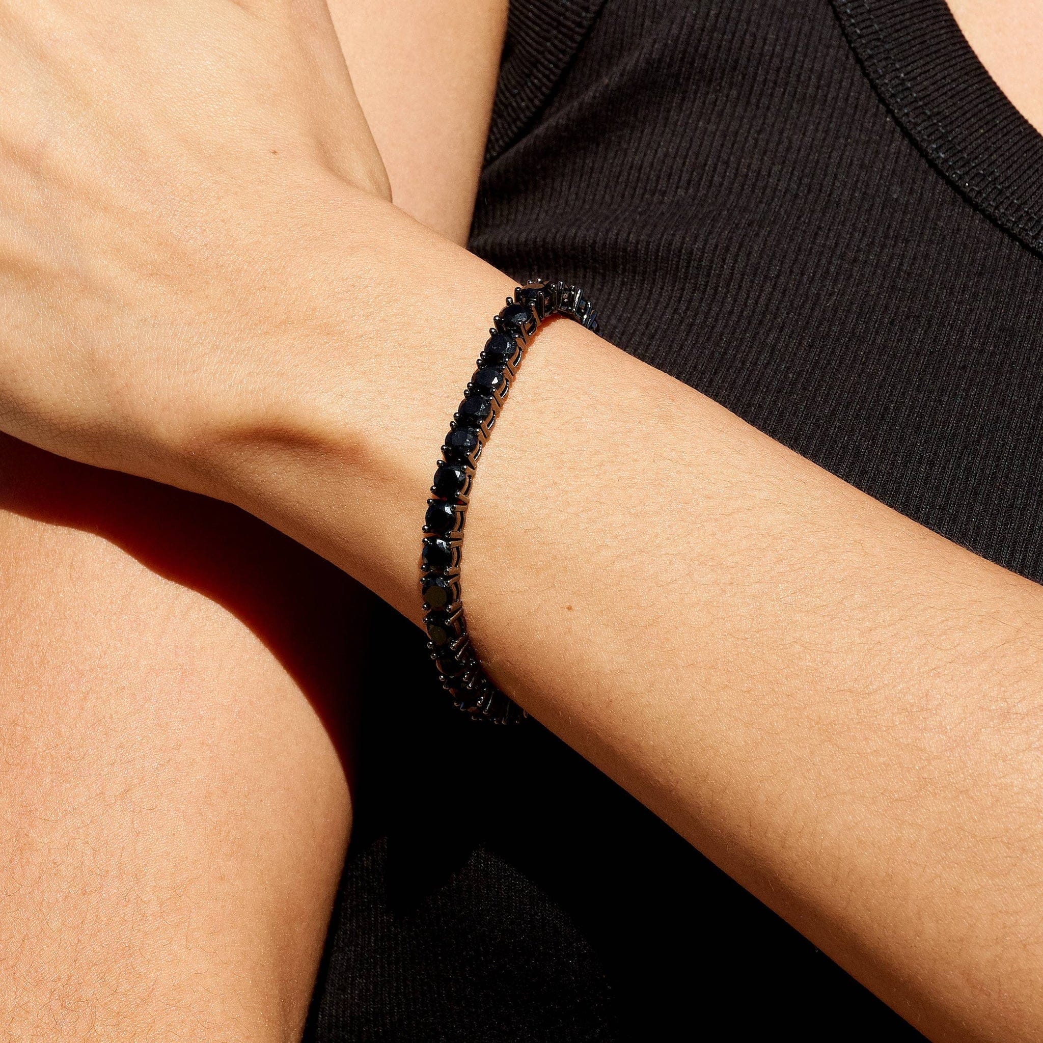 GLD Women Black Diamond Tennis Chain Bracelet in Black - 5 mm