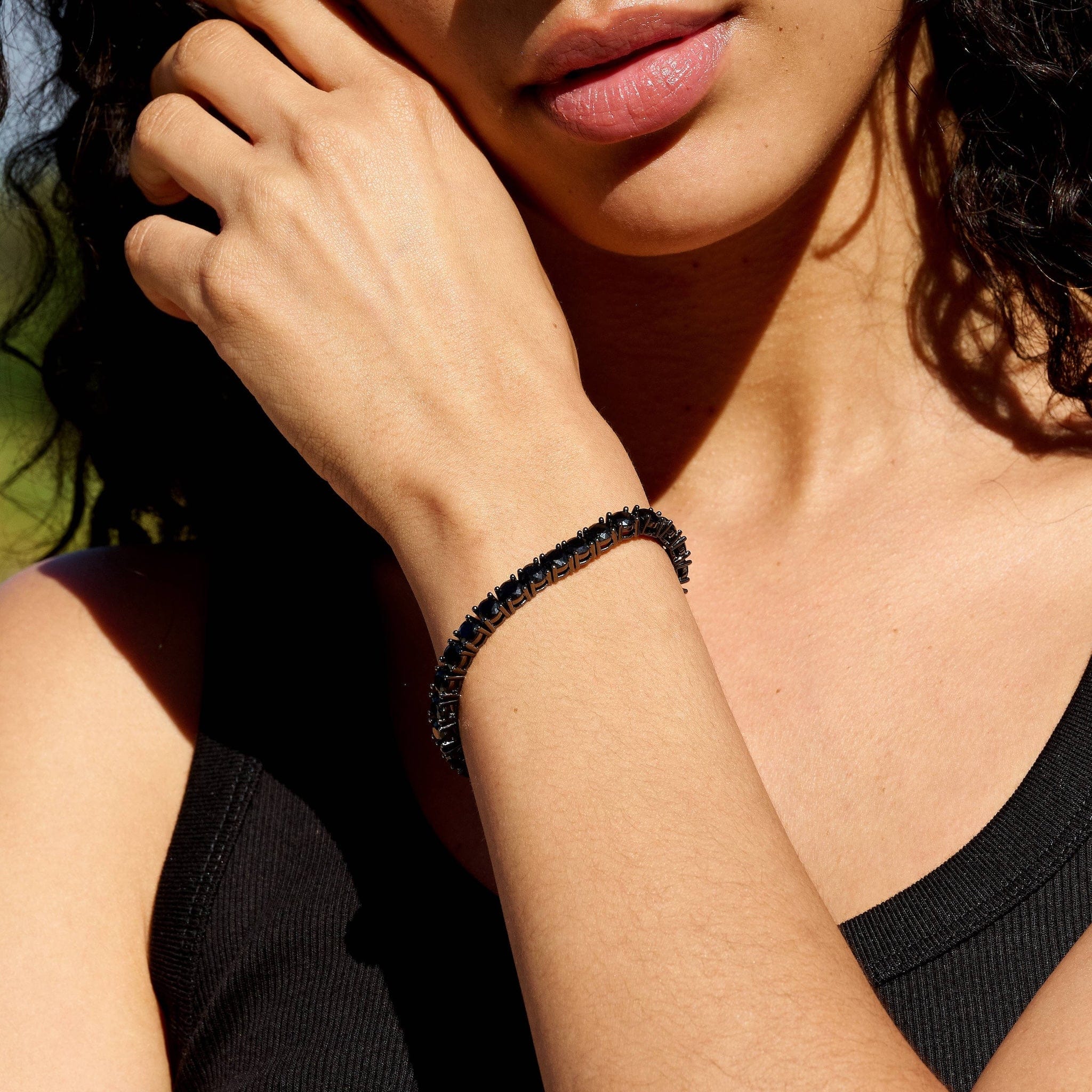 GLD Women Black Diamond Tennis Chain Bracelet in Black - 5 mm