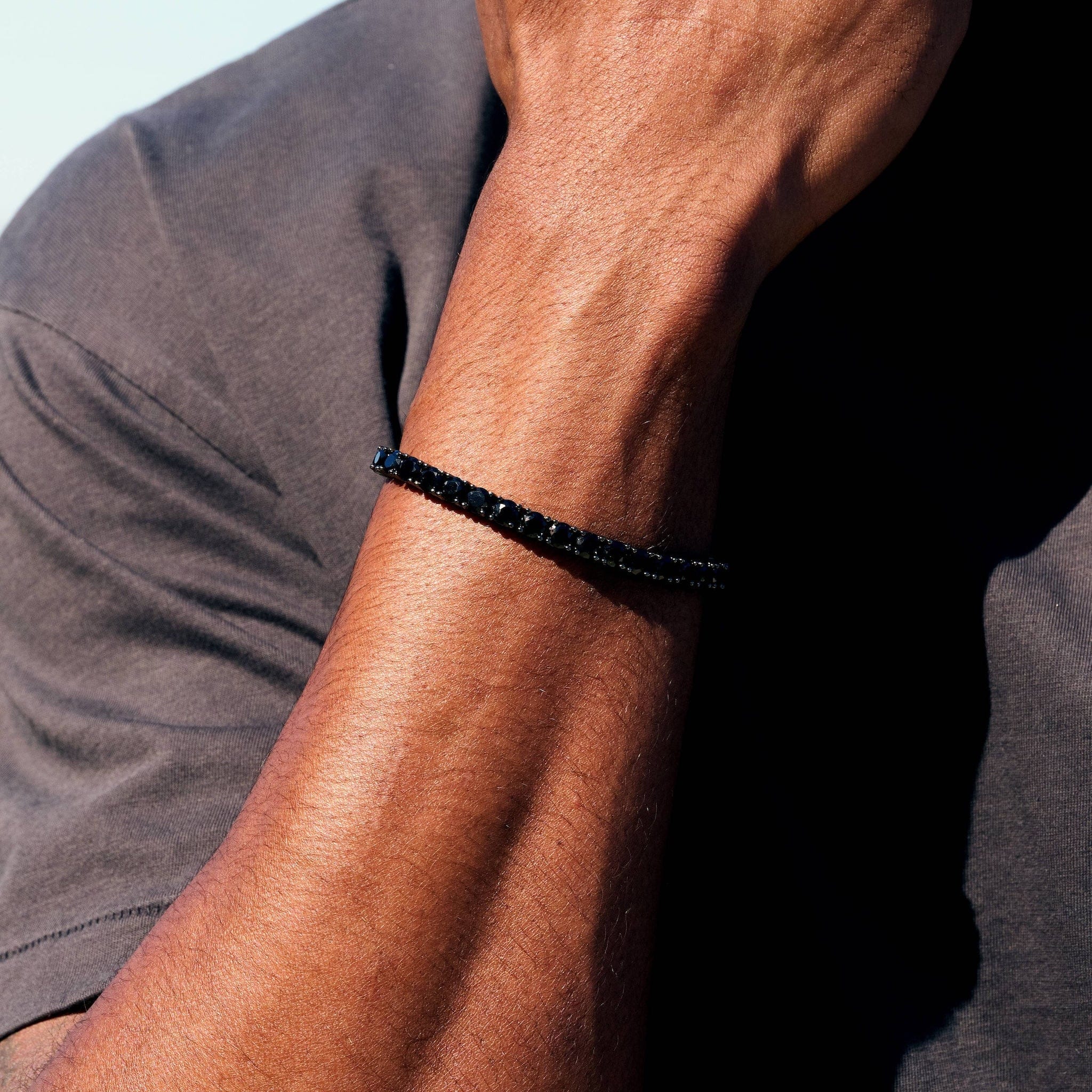GLD Men Black Diamond Tennis Chain Bracelet in Black - 5 mm