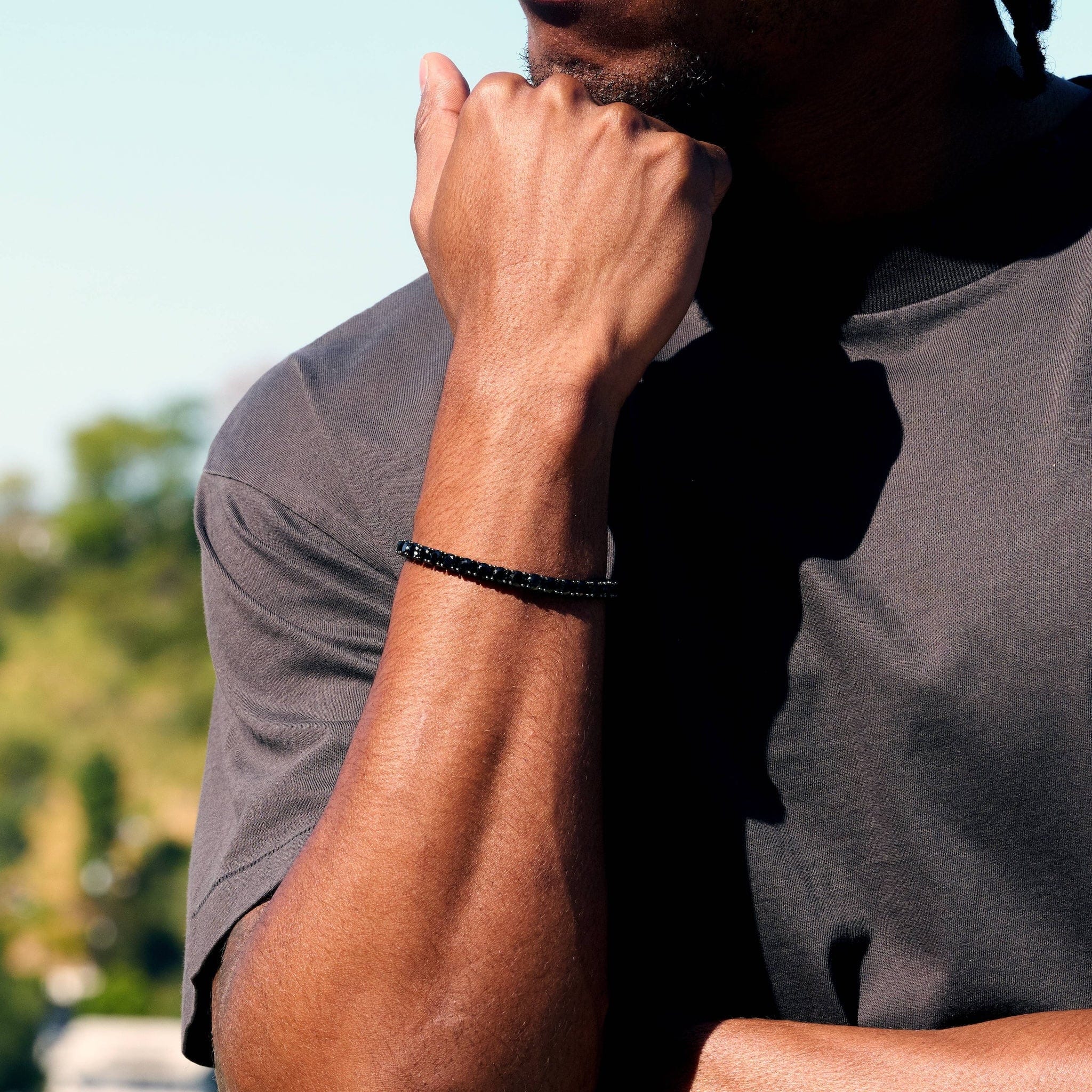 GLD Men Black Diamond Tennis Chain Bracelet in Black - 5 mm