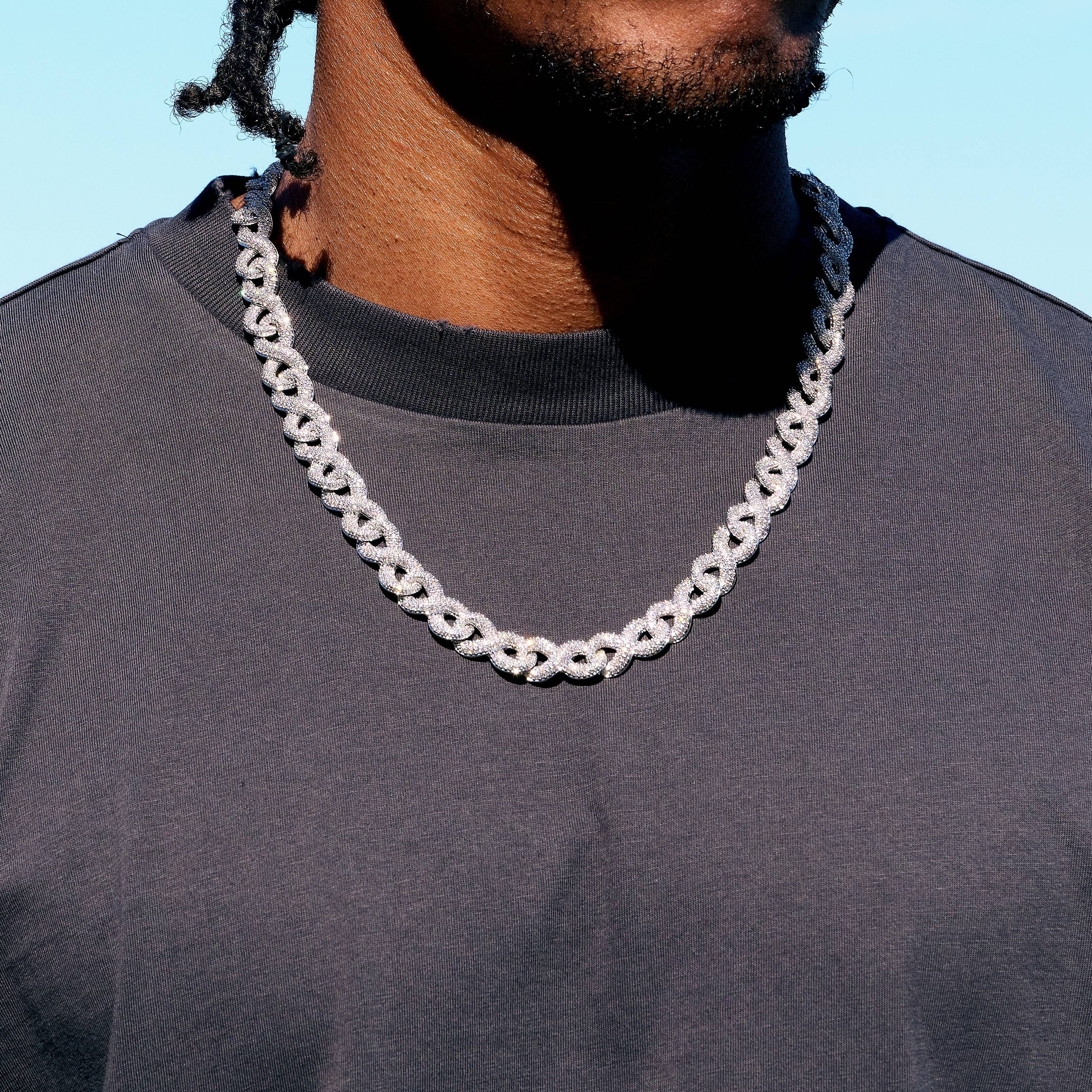 GLD Men Iced Infinity Chain in White Gold - 10 mm