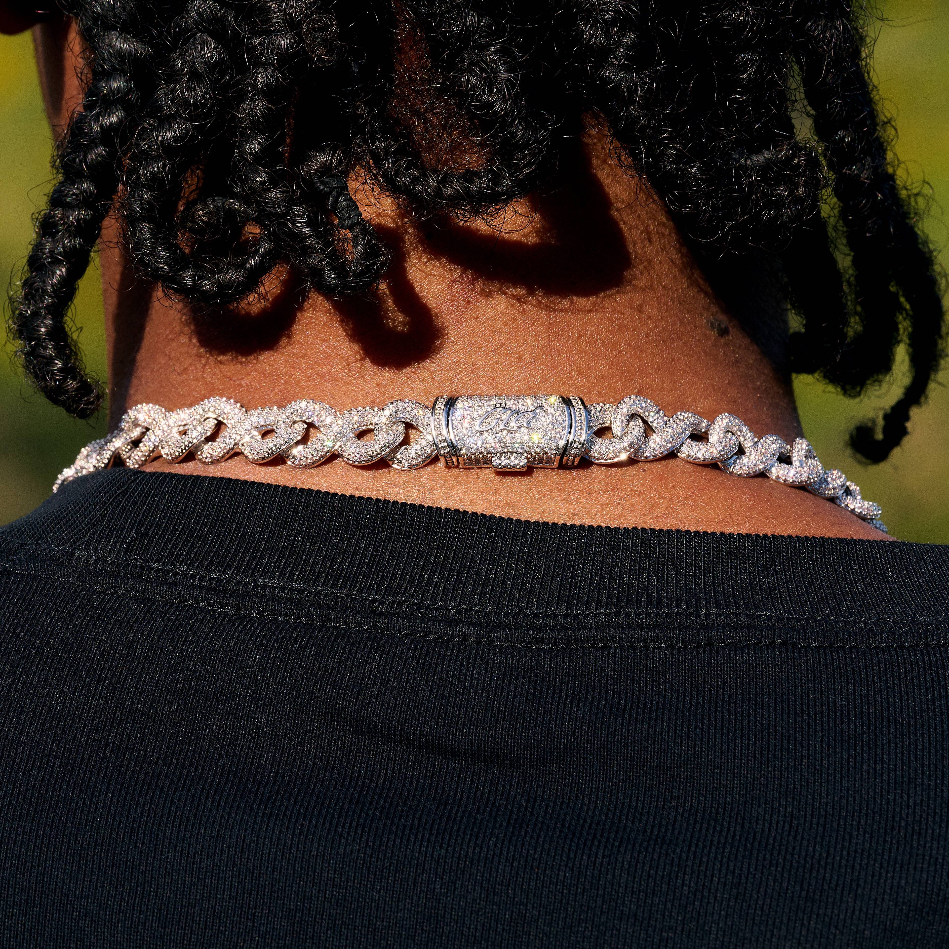 GLD Men Iced Infinity Chain in White Gold - 10 mm