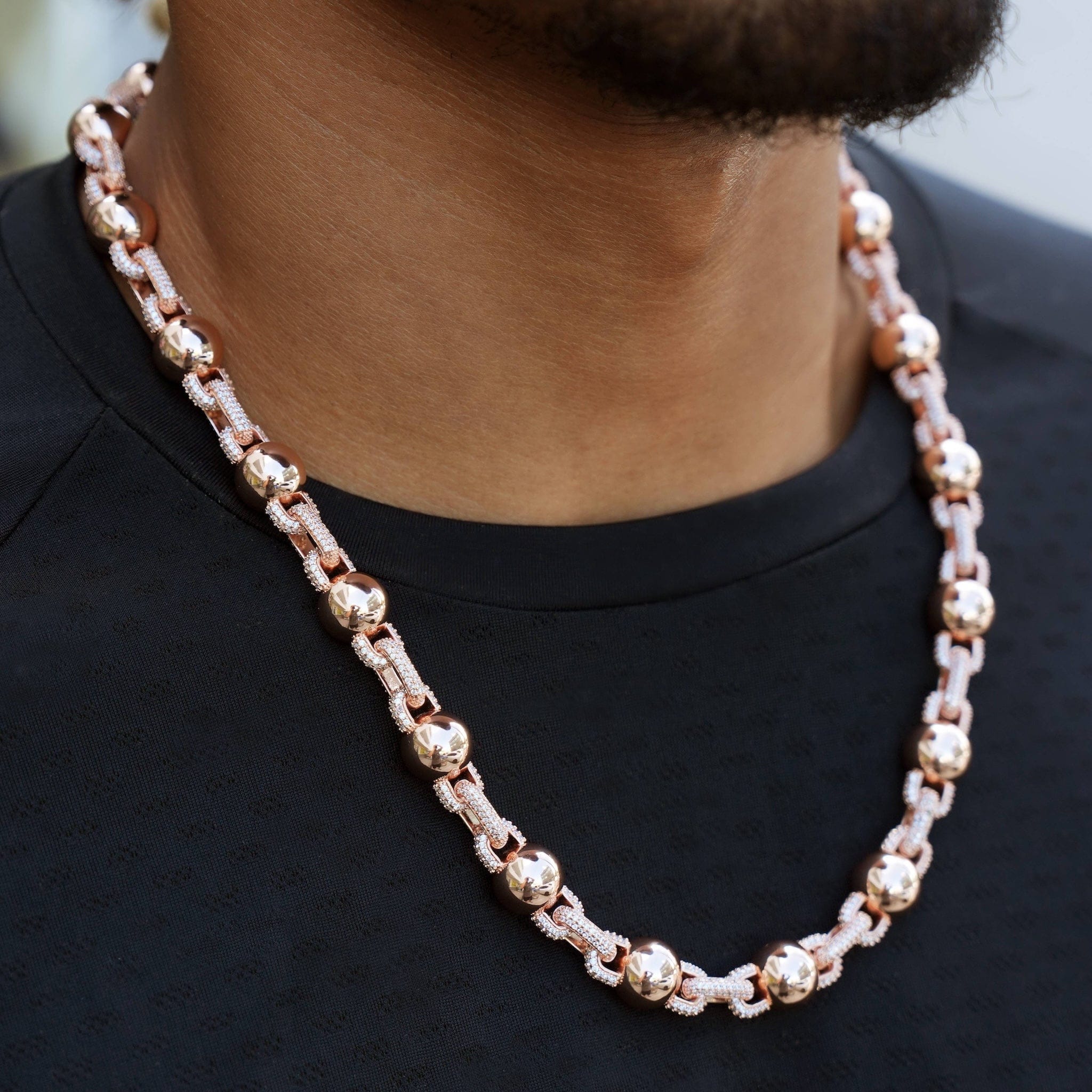 GLD Promo Iced Plain Ball Chain in Rose Gold - 10 mm