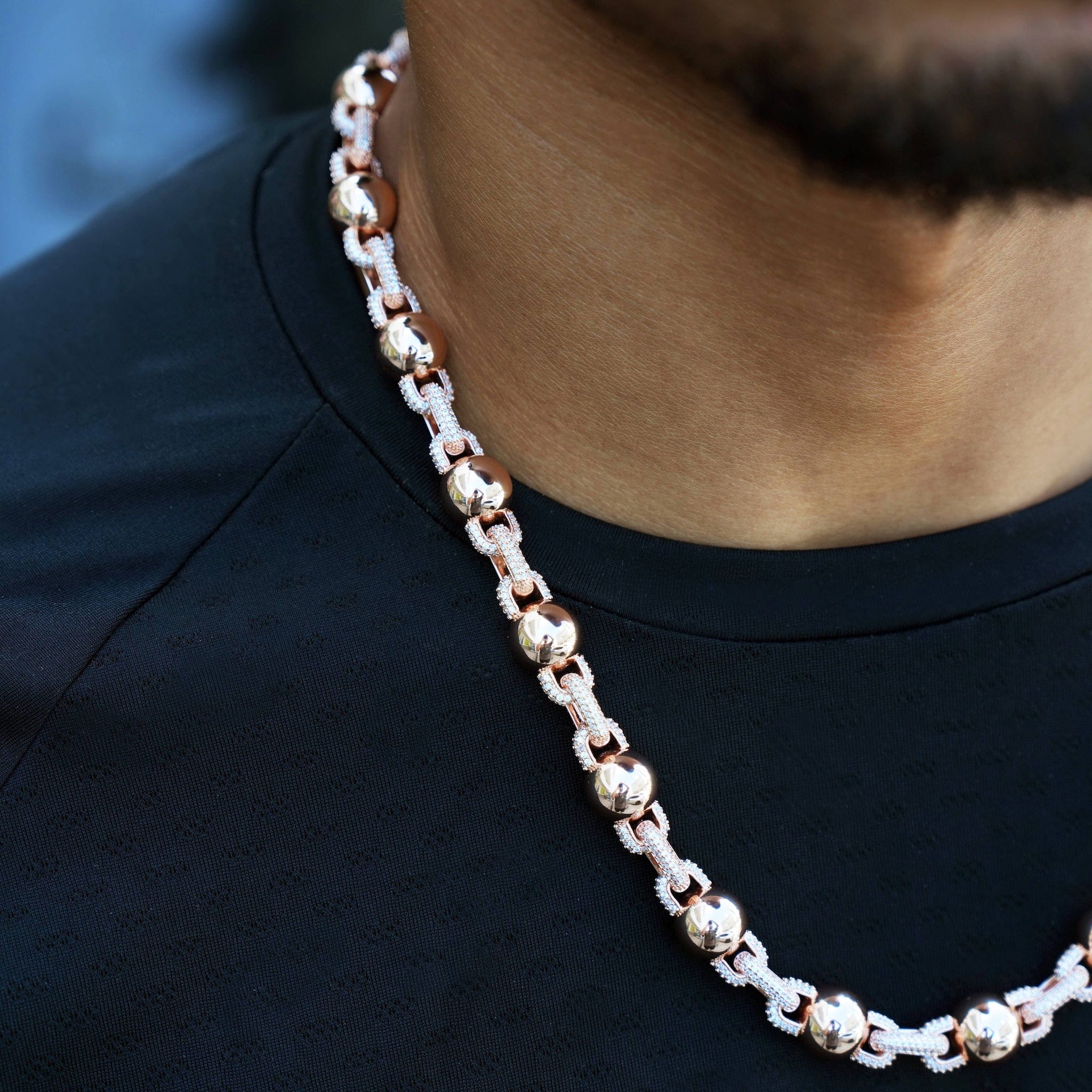 GLD Promo Iced Plain Ball Chain in Rose Gold - 10 mm