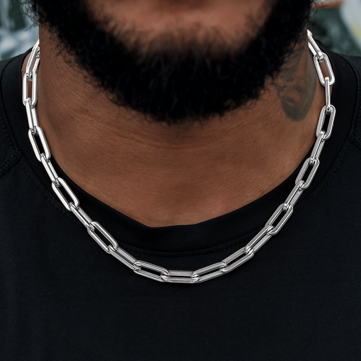 GLD Promo Paper Clip Chain in White Gold - 8 mm