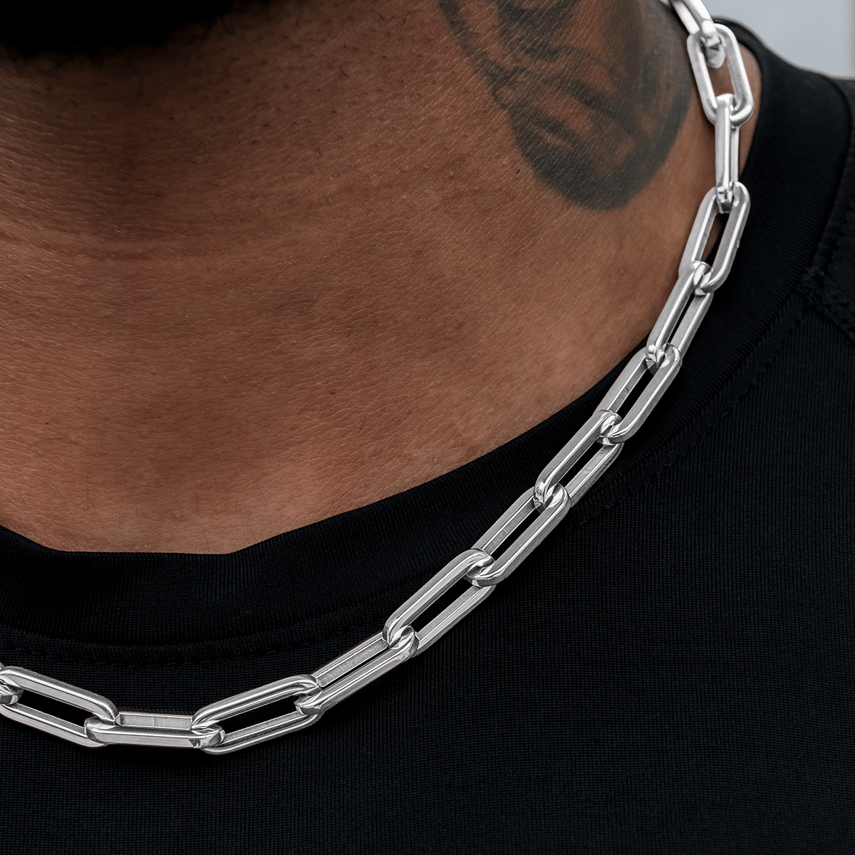 GLD Promo Paper Clip Chain in White Gold - 8 mm