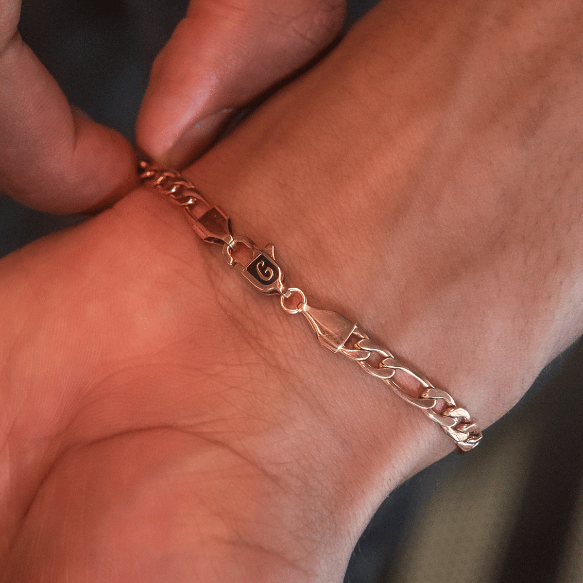 GLD Promo Figaro Bracelet in Rose Gold - 4 mm