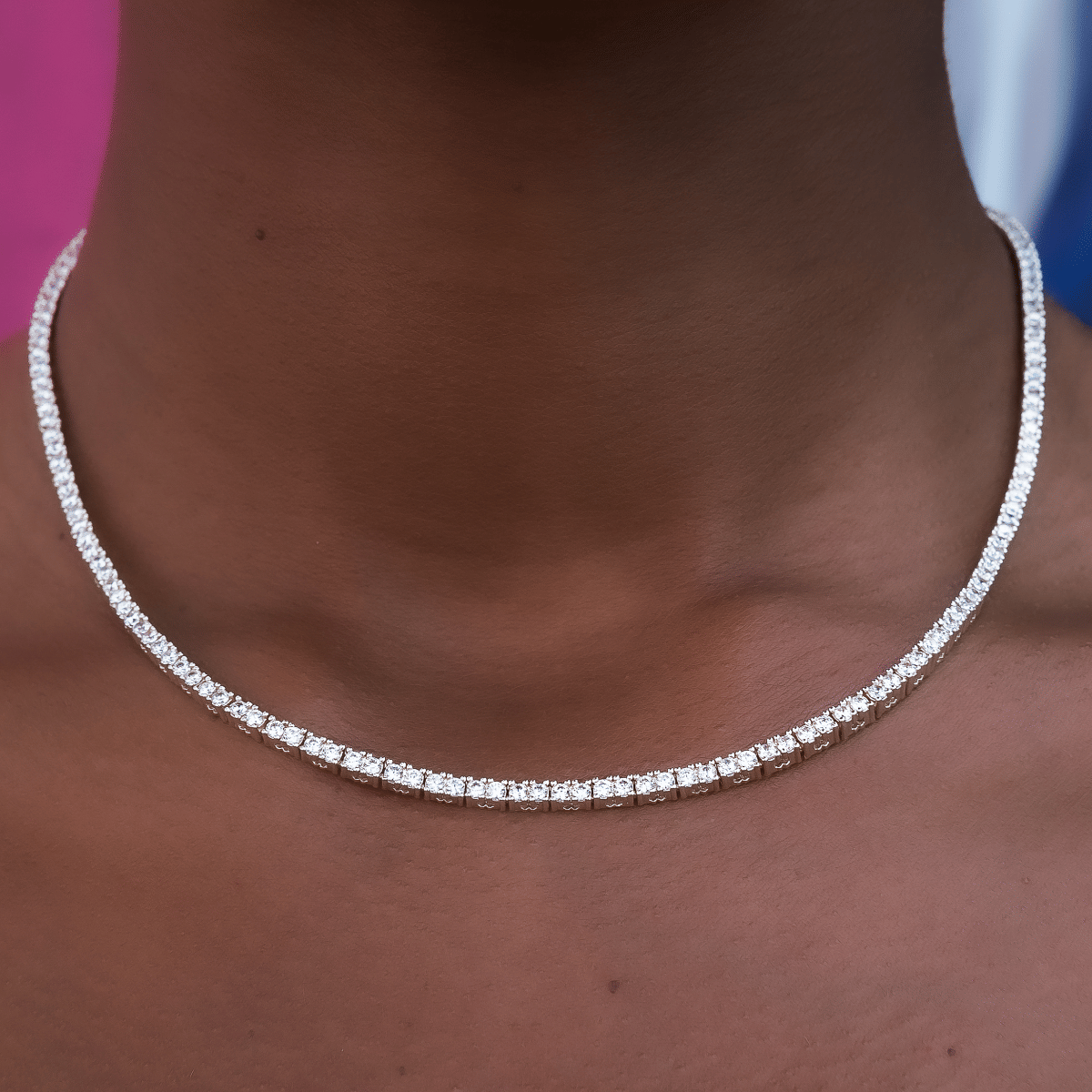 GLD PROMO - WOMEN Diamond Tennis Necklace in Yellow Gold - 2 mm