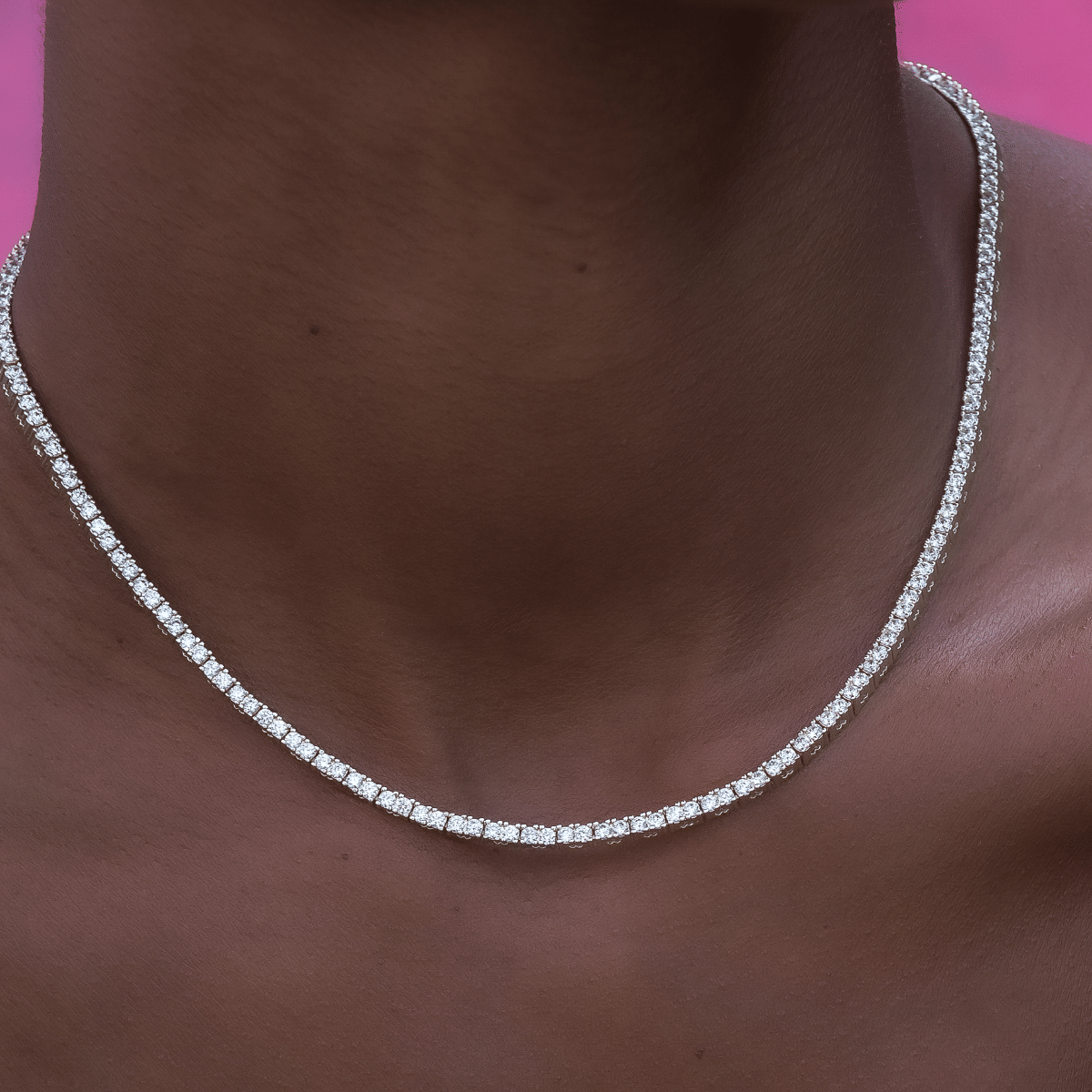 GLD PROMO - WOMEN Diamond Tennis Necklace in Yellow Gold - 2 mm