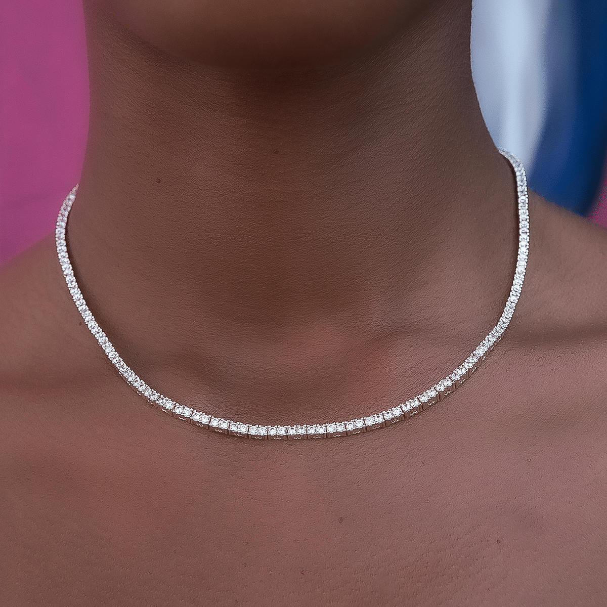 GLD PROMO - WOMEN Diamond Tennis Necklace in Yellow Gold - 2 mm