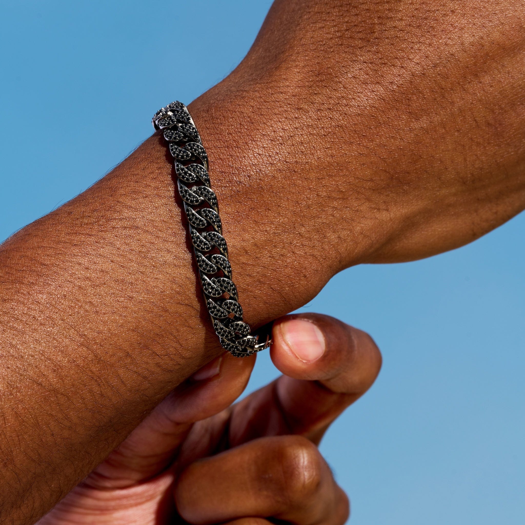 GLD Men Black Diamond Cuban Chain Bracelet in Black - 8.5 mm