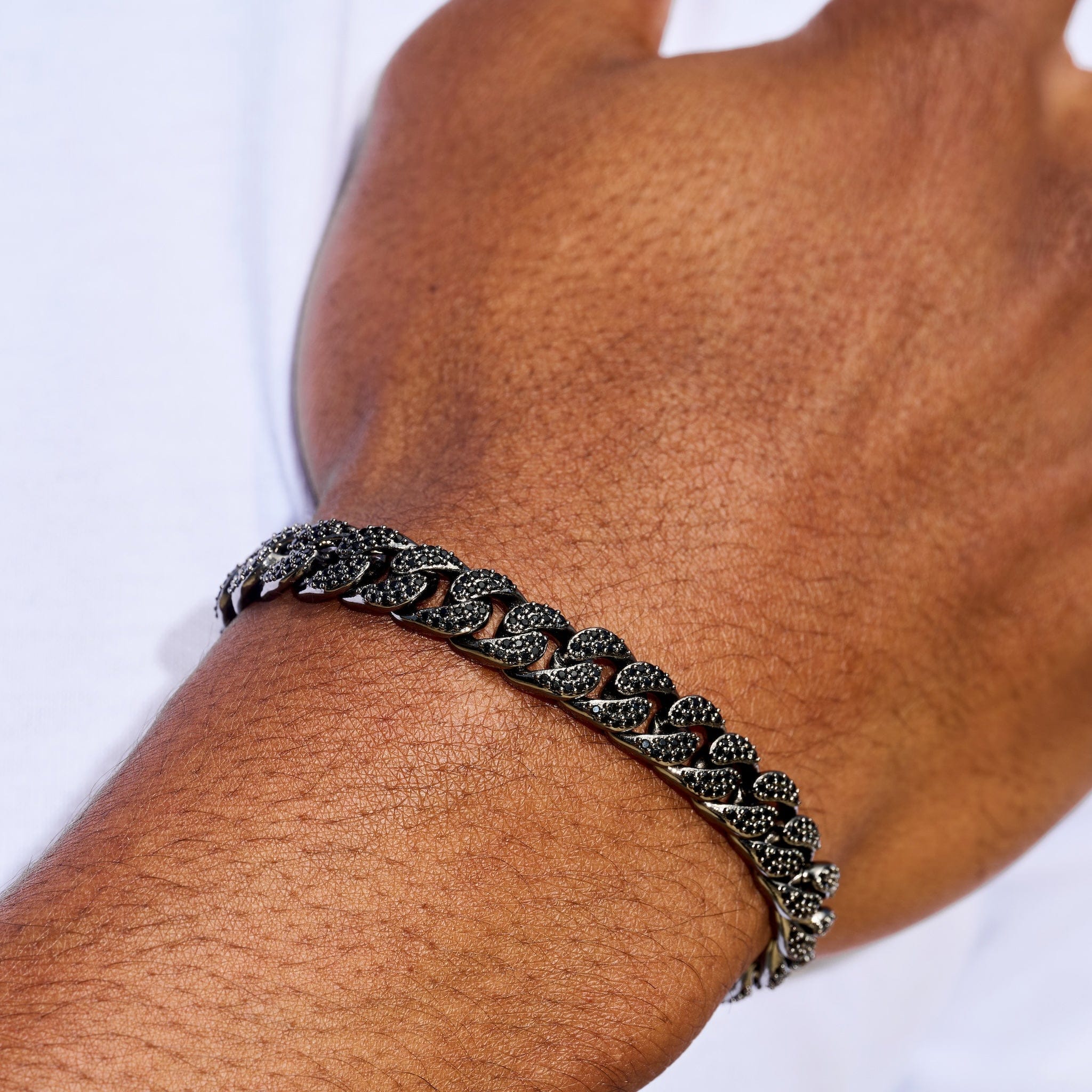 GLD Men Black Diamond Cuban Chain Bracelet in Black - 8.5 mm