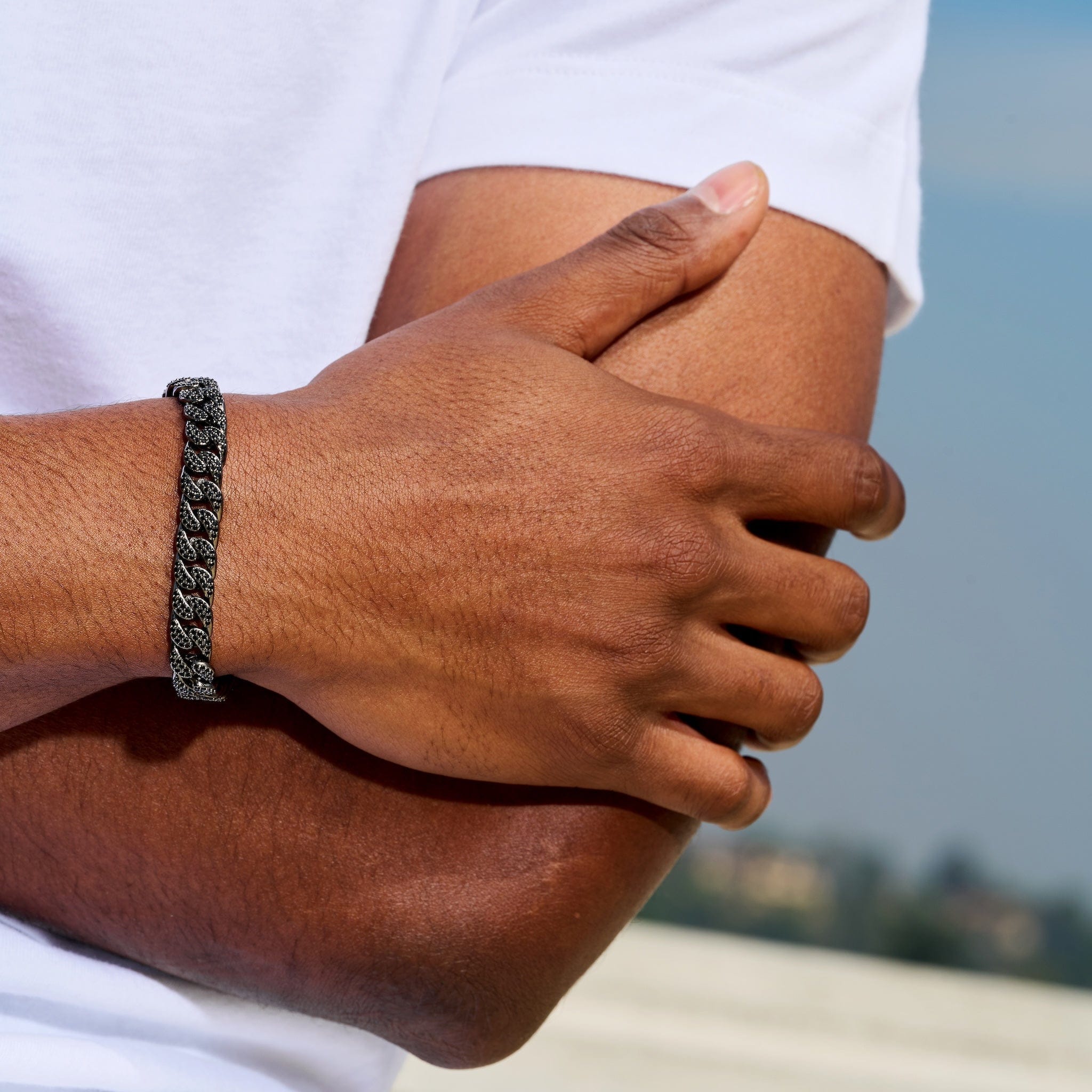 GLD Men Black Diamond Cuban Chain Bracelet in Black - 8.5 mm