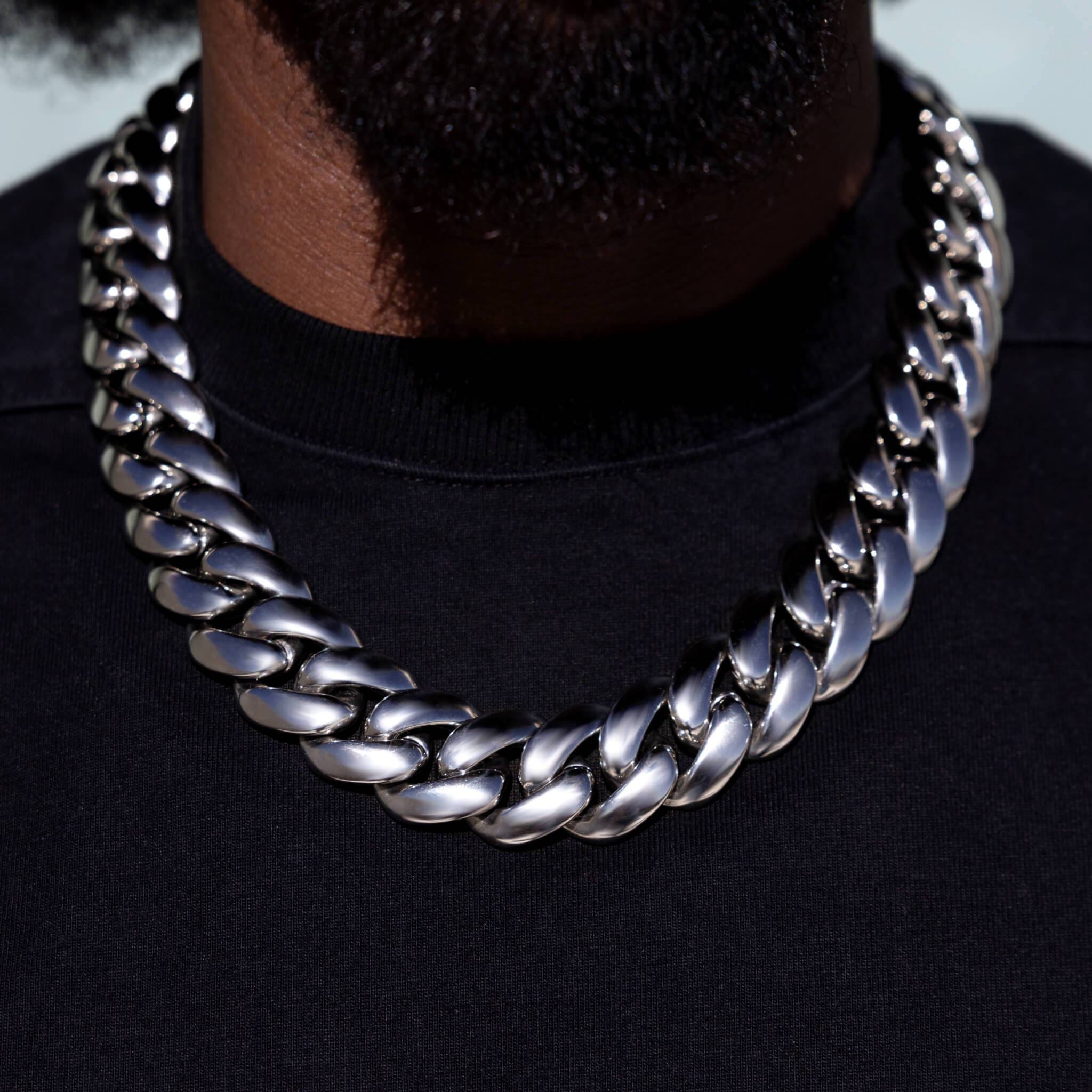 GLD Men Miami Cuban Chain in White Gold - 25 mm
