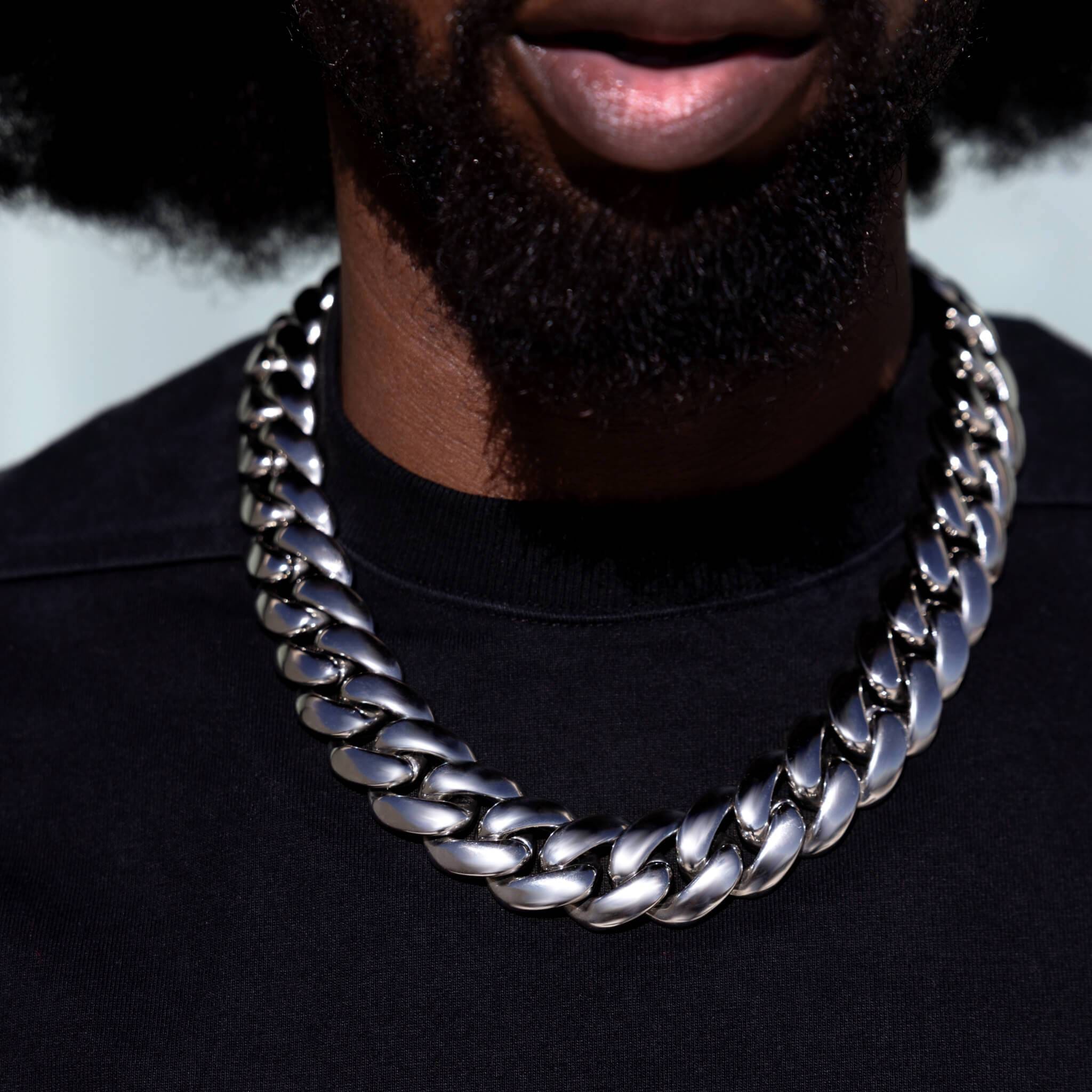 GLD Men Miami Cuban Chain in White Gold - 25 mm