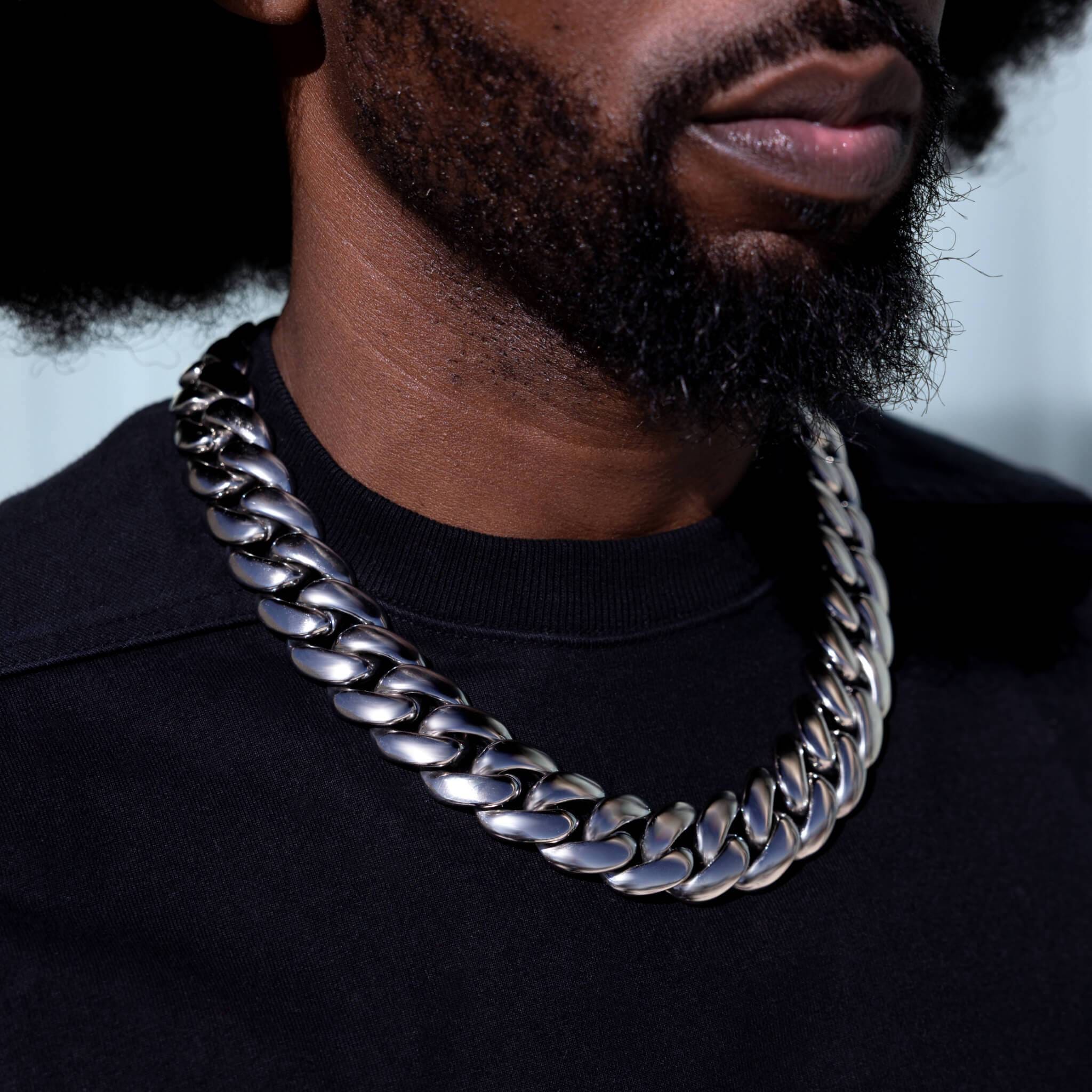GLD Men Miami Cuban Chain in White Gold - 25 mm