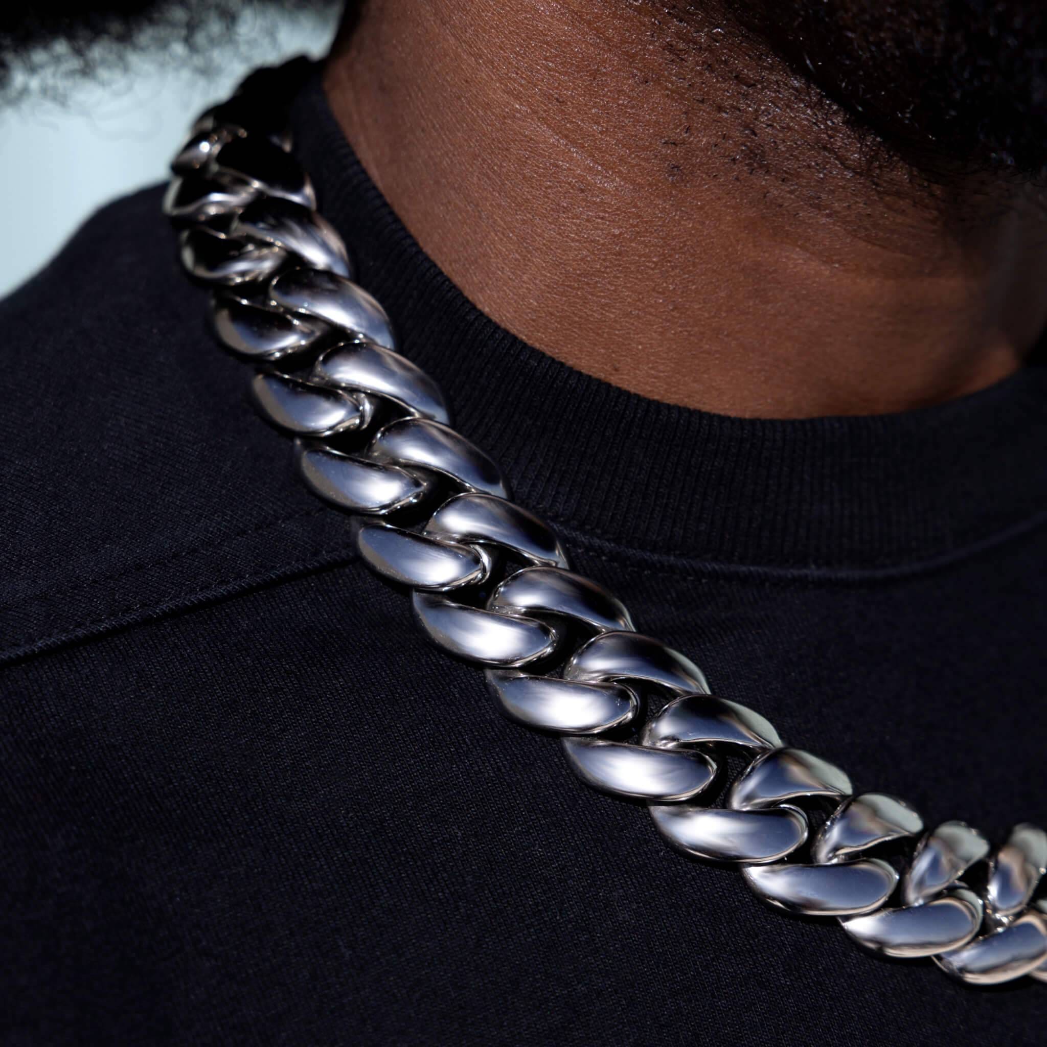 GLD Men Miami Cuban Chain in White Gold - 25 mm