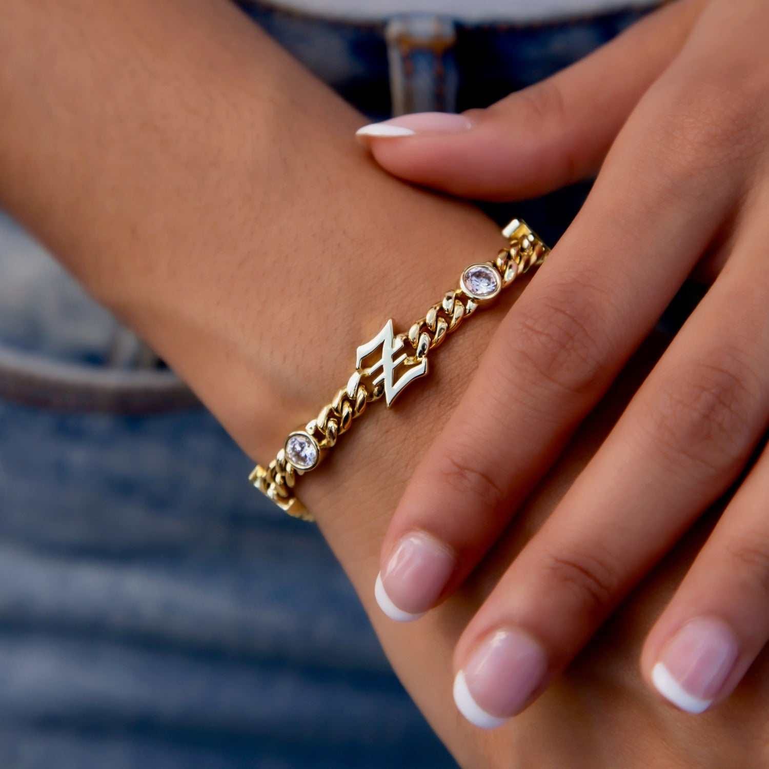 GLD Women Gothic Stationed Cuban Custom Bracelet