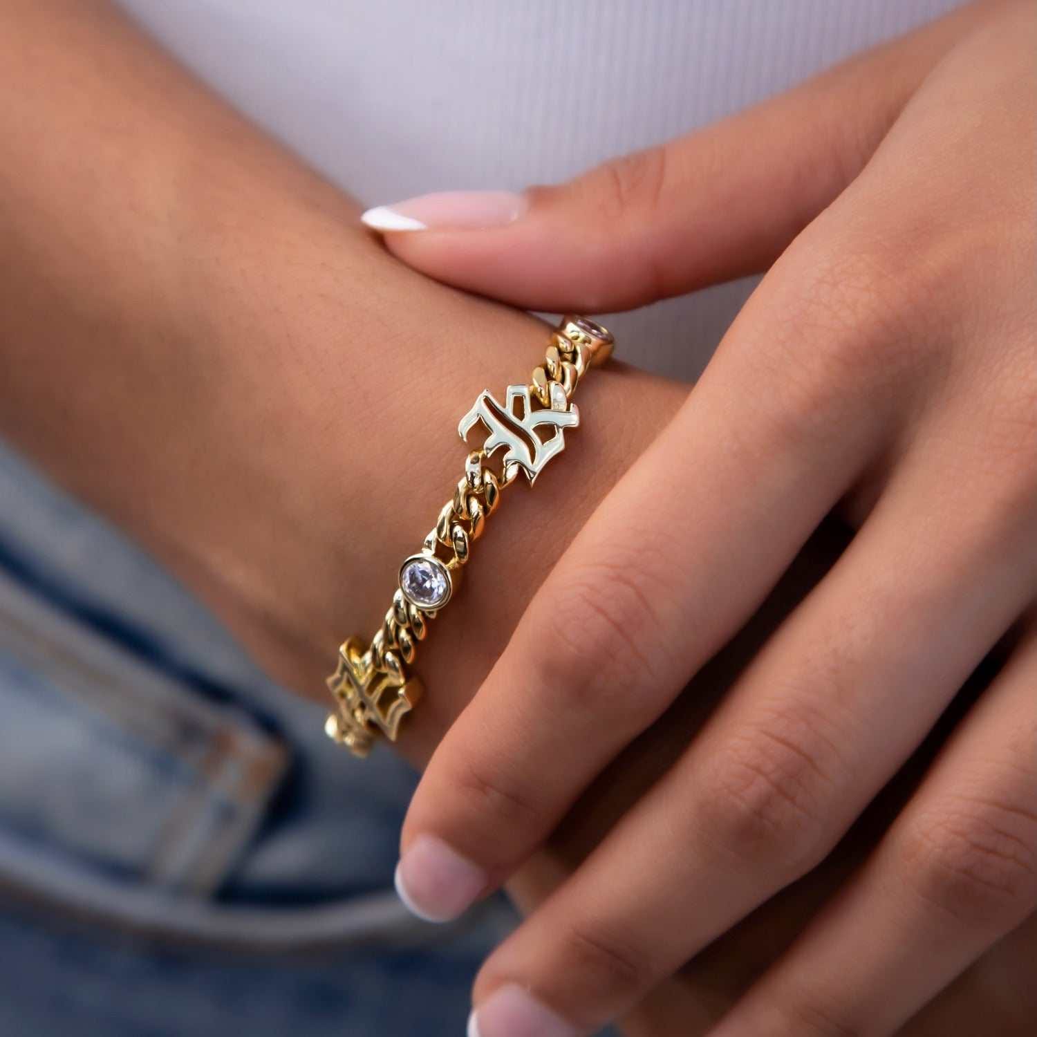GLD Women Gothic Stationed Cuban Custom Bracelet