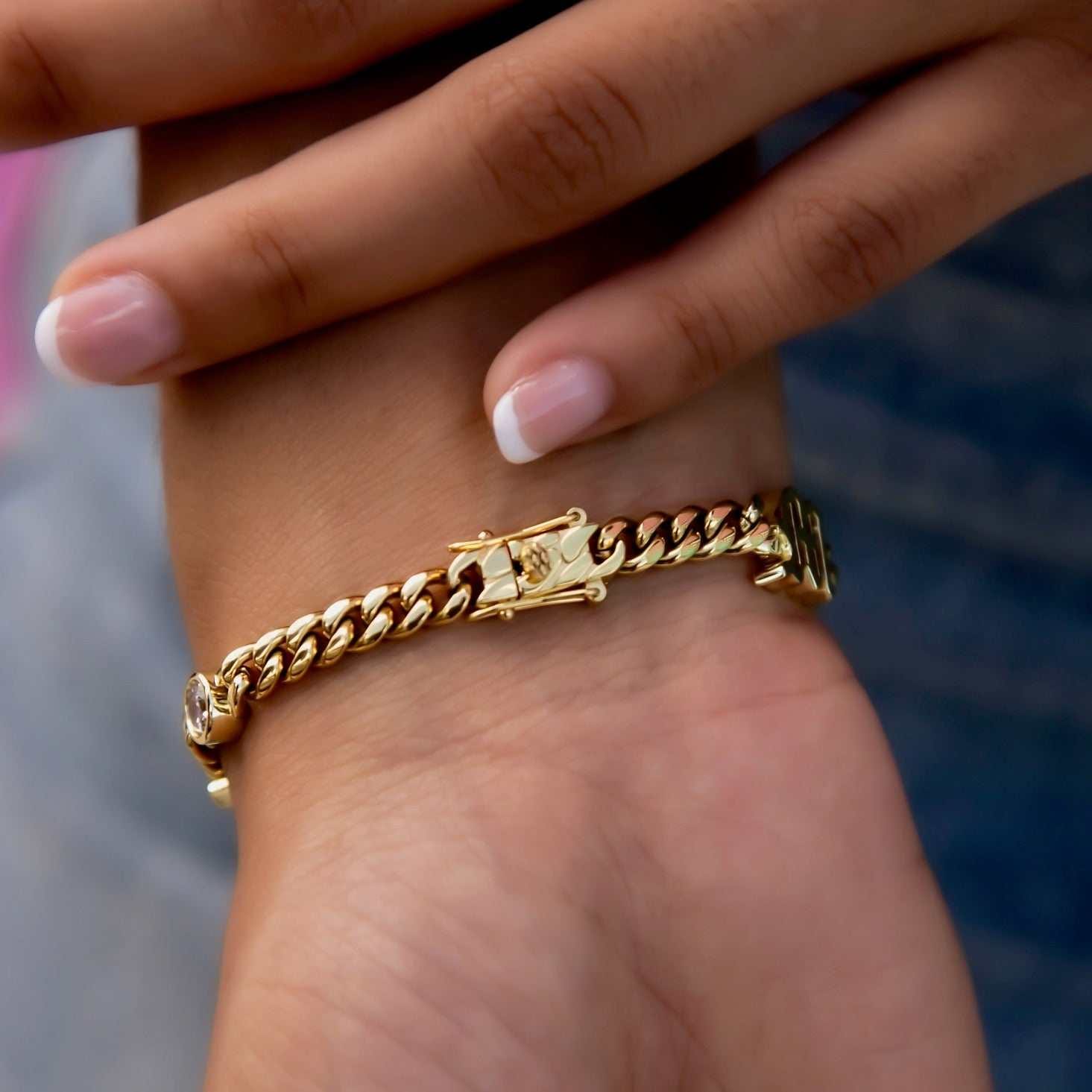 GLD Women Gothic Stationed Cuban Custom Bracelet