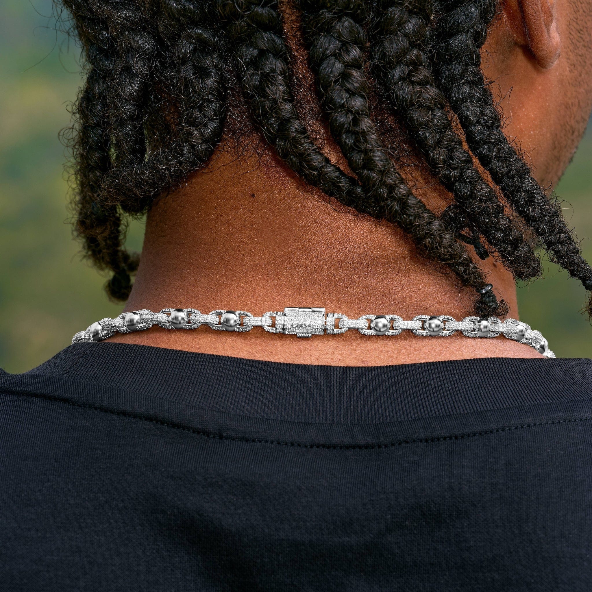 GLD Men Iced Plain Ball Chain Necklace in White Gold - 6 mm