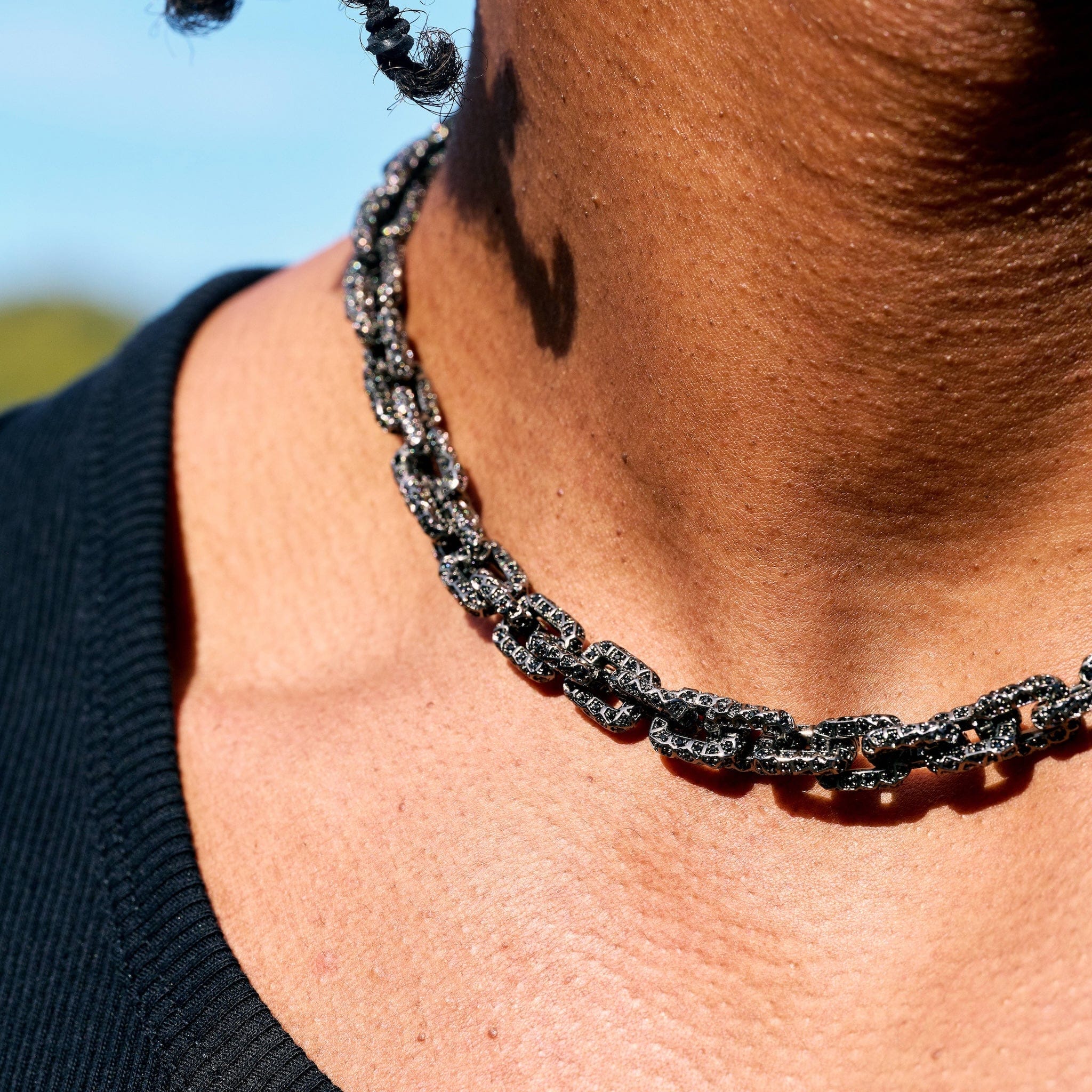 GLD Men GLD x Bloody Osiris Iced Black Voronoi Link Chain in Black