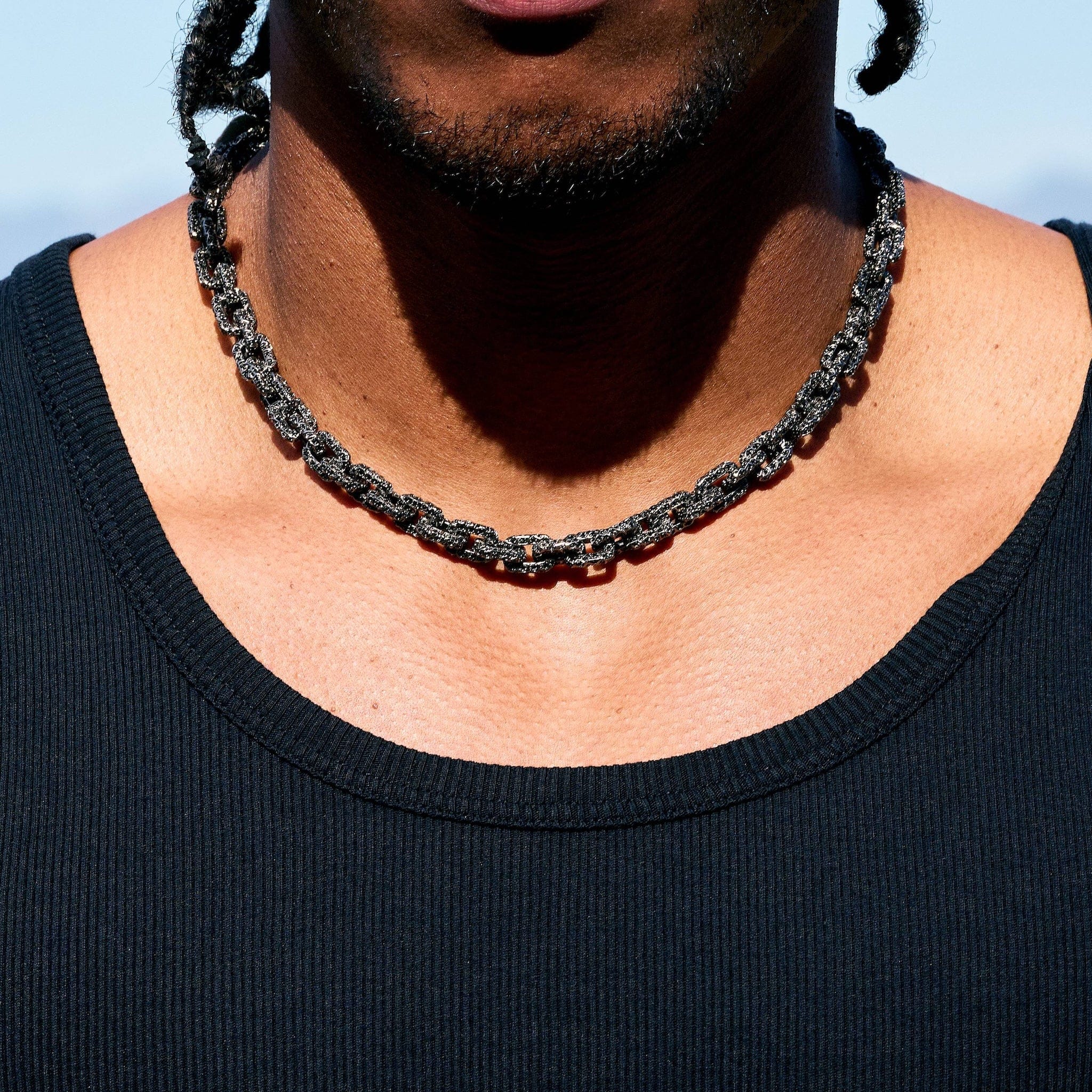 GLD Men GLD x Bloody Osiris Iced Black Voronoi Link Chain in Black