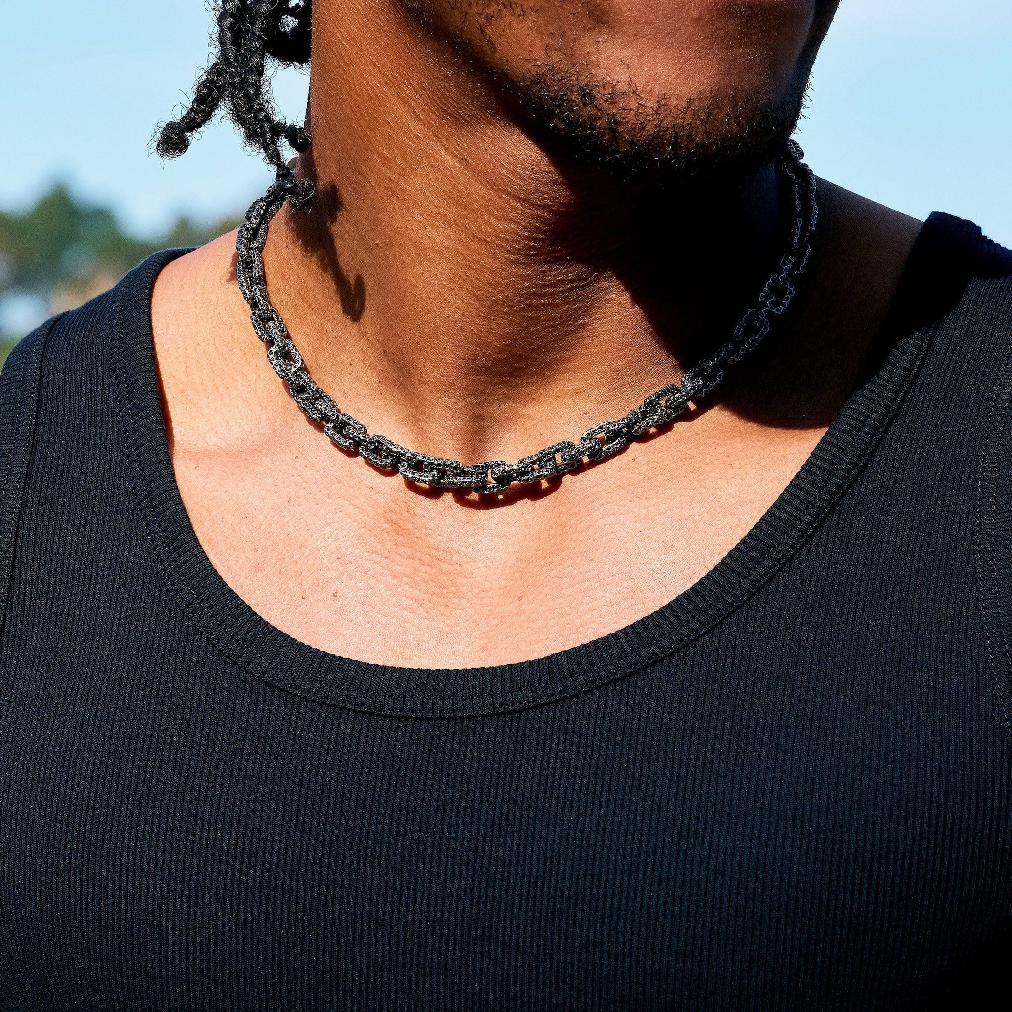 GLD Men GLD x Bloody Osiris Iced Black Voronoi Link Chain in Black
