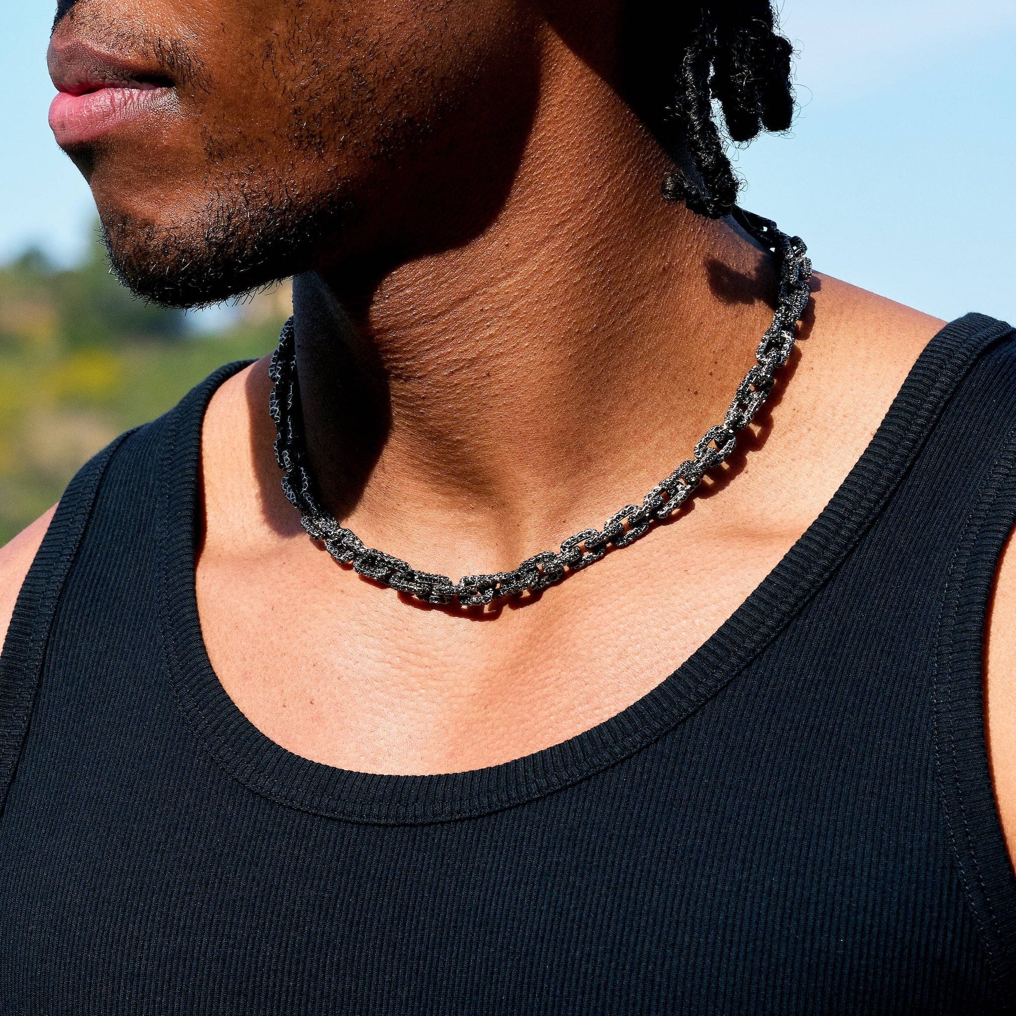 GLD Men GLD x Bloody Osiris Iced Black Voronoi Link Chain in Black
