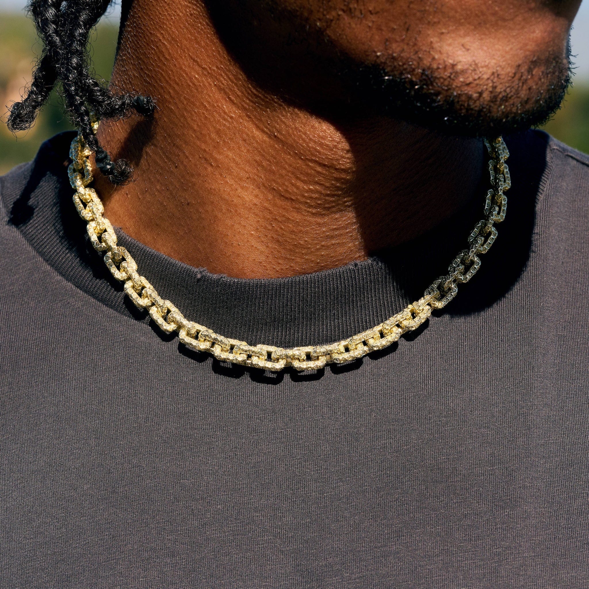 GLD Men GLD x Bloody Osiris Iced Canary Voronoi Link Chain in Yellow Gold