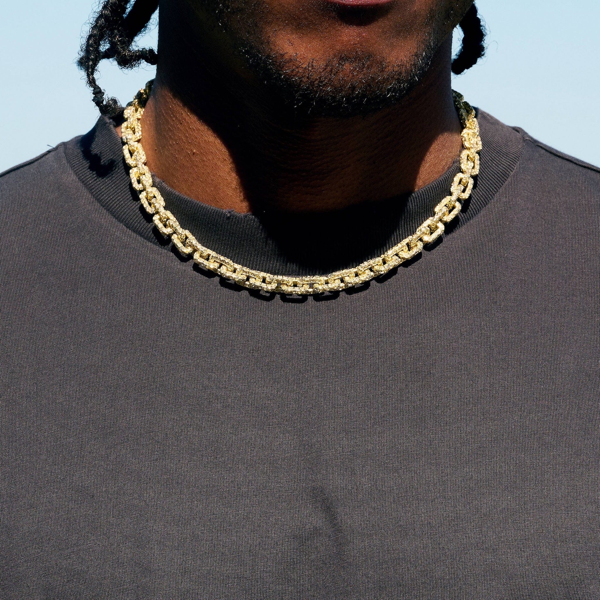 GLD Men GLD x Bloody Osiris Iced Canary Voronoi Link Chain in Yellow Gold