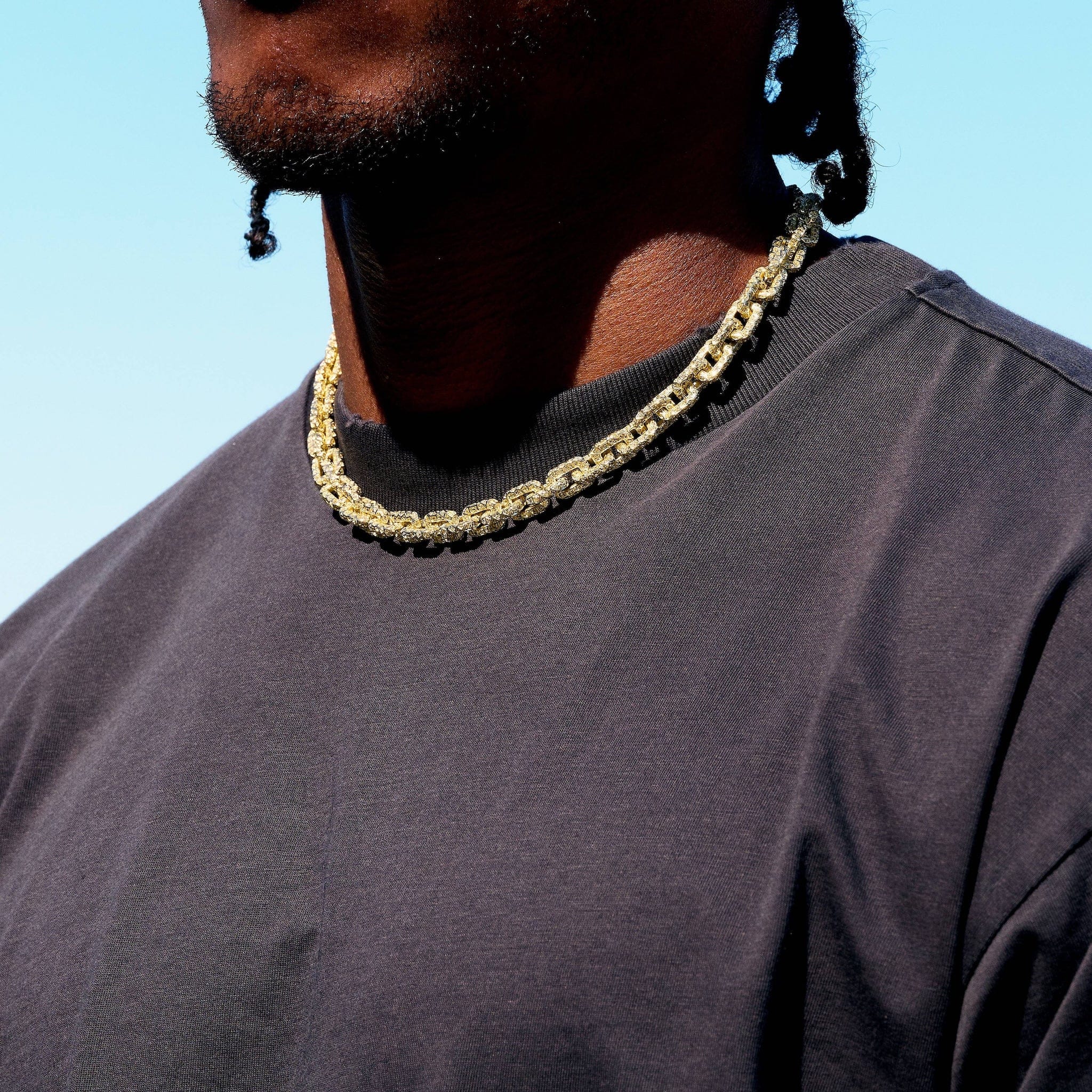 GLD Men GLD x Bloody Osiris Iced Canary Voronoi Link Chain in Yellow Gold