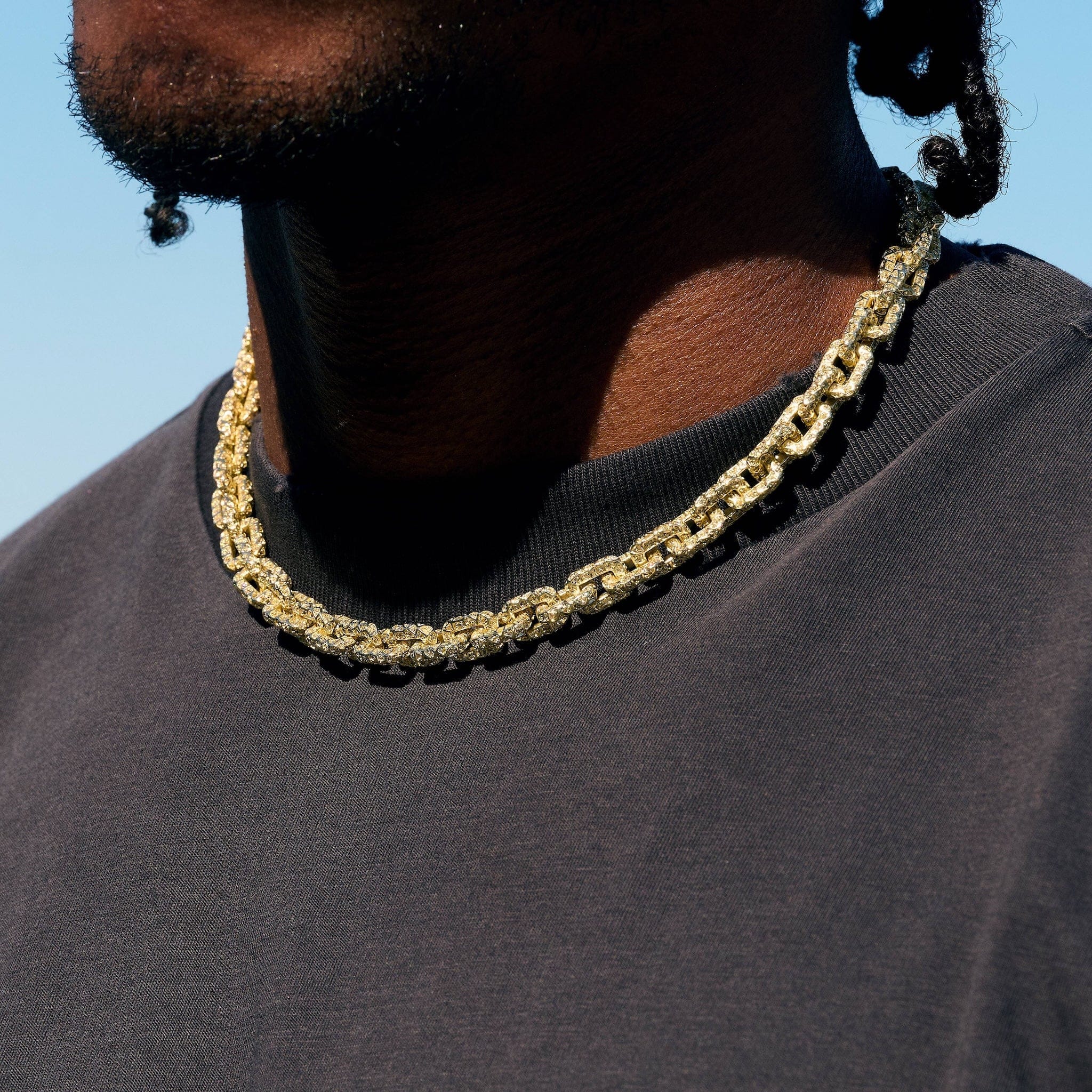 GLD Men GLD x Bloody Osiris Iced Canary Voronoi Link Chain in Yellow Gold
