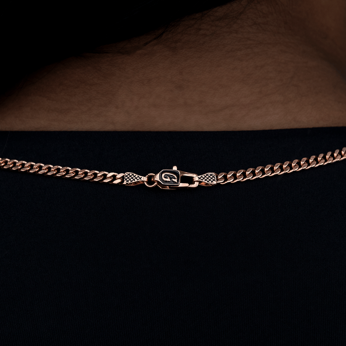 GLD Women 3 mm Micro Cuban Necklace in Rose Gold
