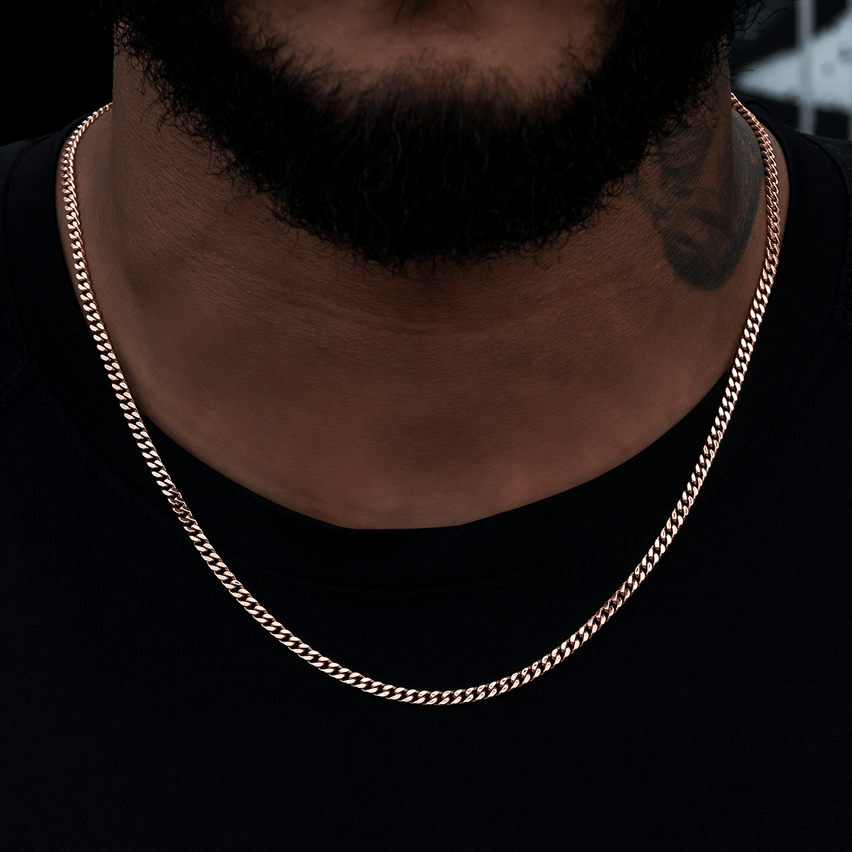 GLD Men Micro Cuban Chain in Rose Gold - 3 mm